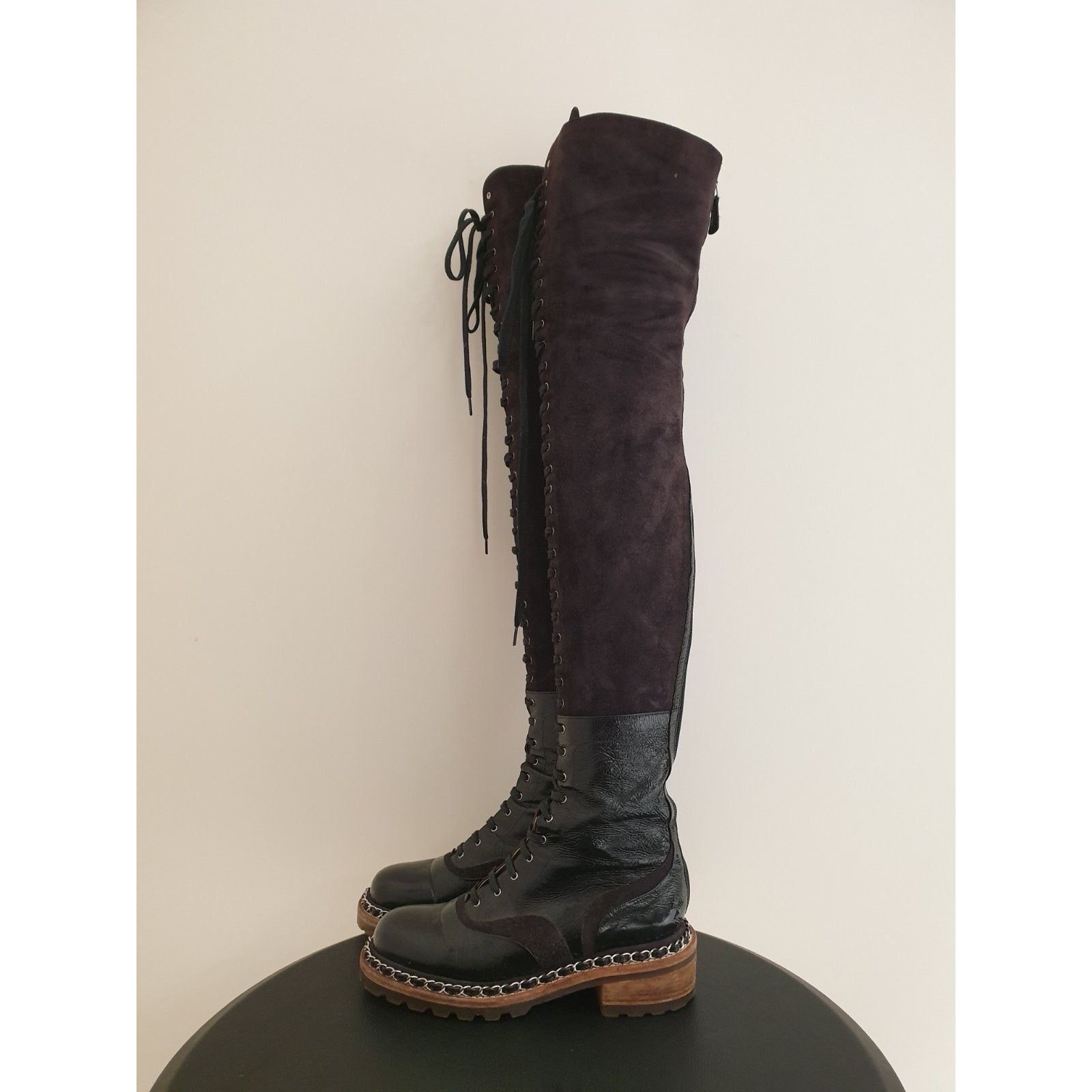 Chanel Chanel Paris-Salzburg Brown Suede Over-the-Knee Boots Sz.36 Size US 5 / IT 35 - 4 Thumbnail