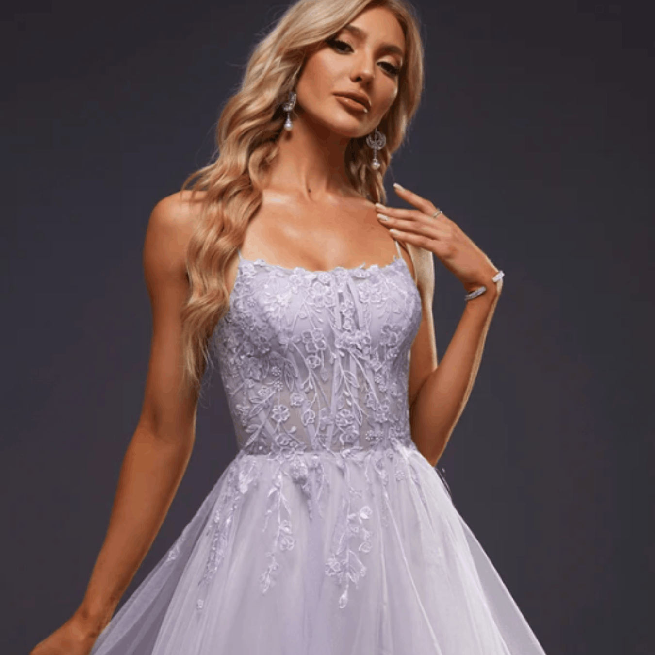 Designer JJ's House Ball-Gown/Princess Square Neck Tulle Prom Size L / US 10 / IT 46 - 3 Thumbnail