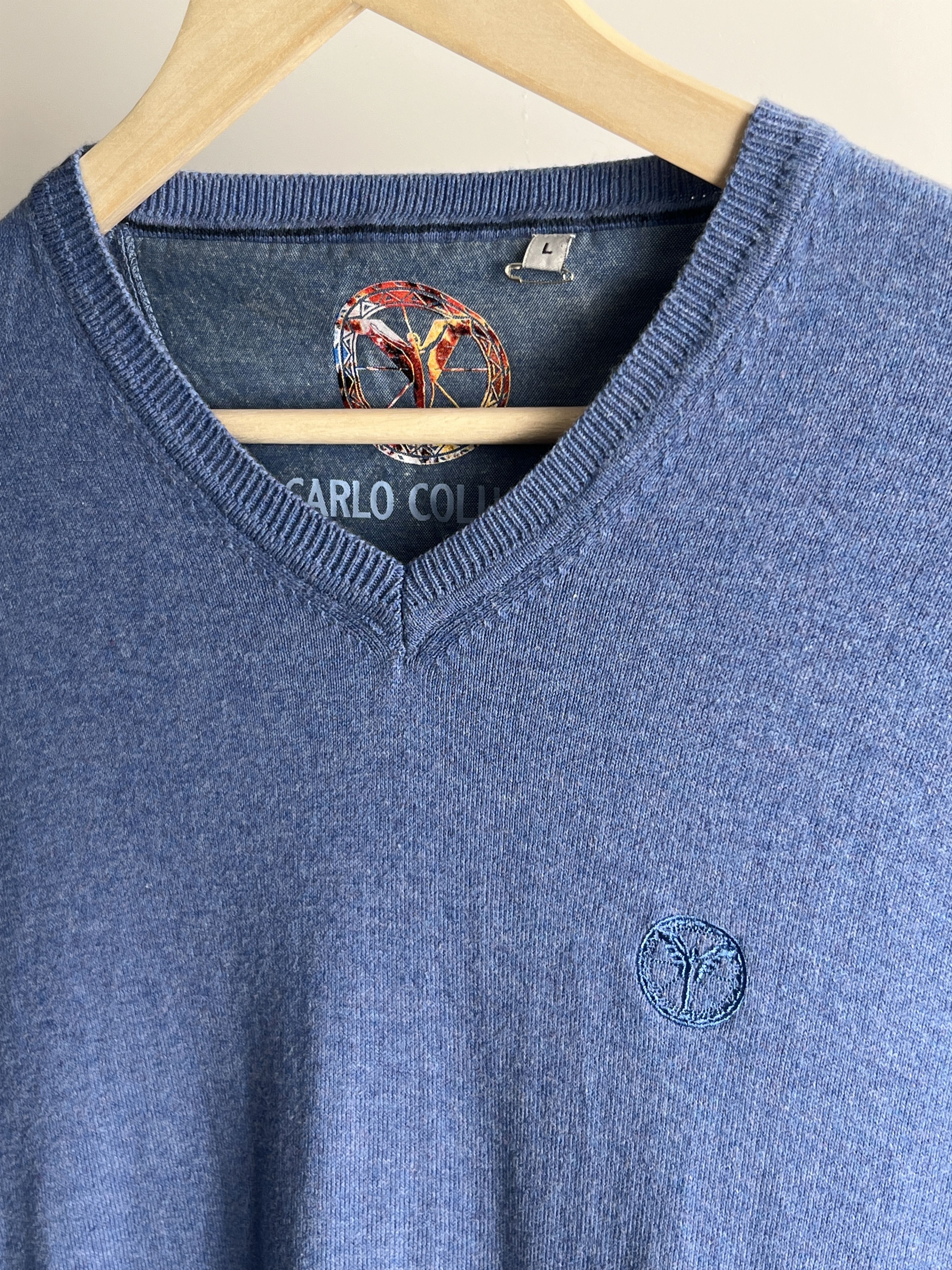 Carlo Colucci Carlo Colucci Knit Sweater V Neck Blue Size US M / EU 48-50 / 2 - 3 Thumbnail