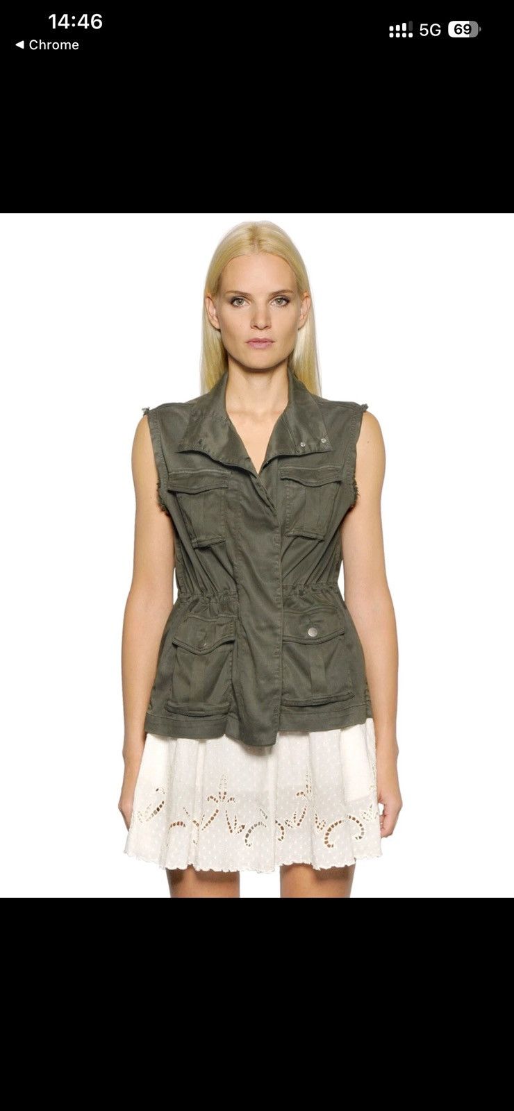 The Kooples The Kooples Olive Drab Stretch Tencel Field Vest Size L Size L / US 10 / IT 46 - 2 Thumbnail