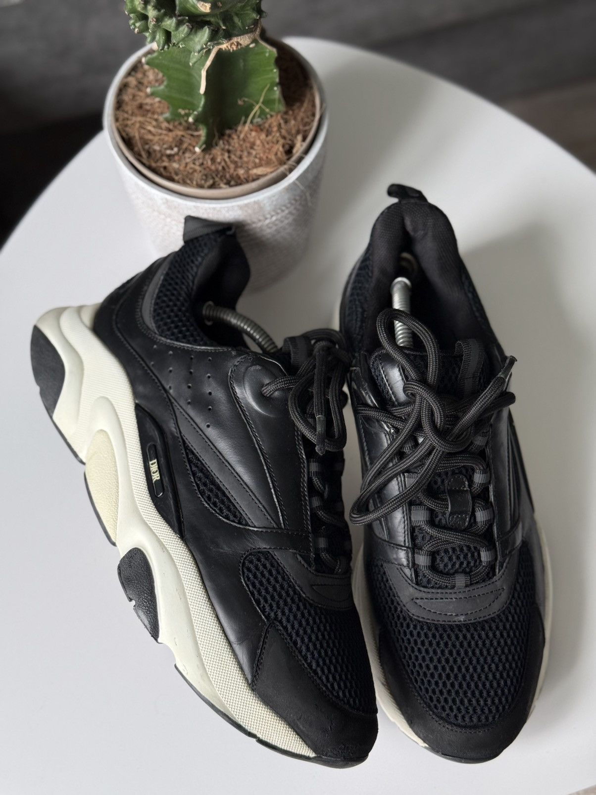 Dior DIOR B22 Reflective Sneakers Leather Black Size US 10.5 / EU 43-44 - 4 Thumbnail