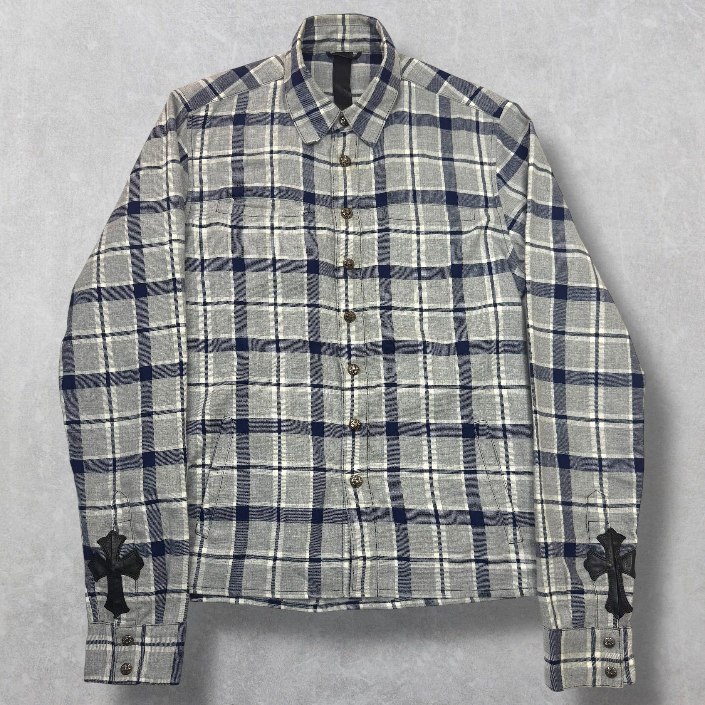 Chrome Hearts Chrome Hearts Blue/Grey Cross Patch Flannel S Size US S / EU 44-46 / 1 - 2 Thumbnail