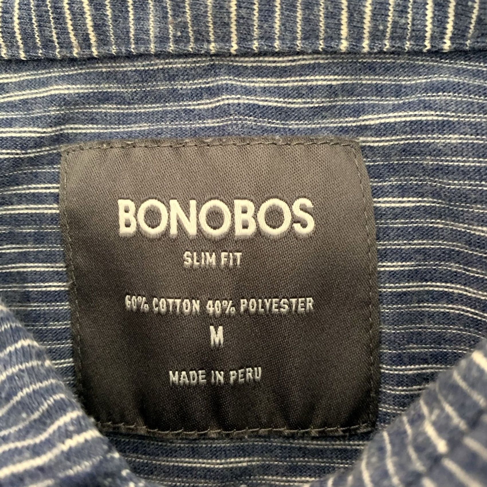 Bonobos Bonobos Polo Shirt Mens Medium Slim Fit Short Sleeve Pocket Blue Striped Blend Polo Shirt Bonobos Slim Fit Casual Mens Size US M / EU 48-50 / 2 - 2 Thumbnail