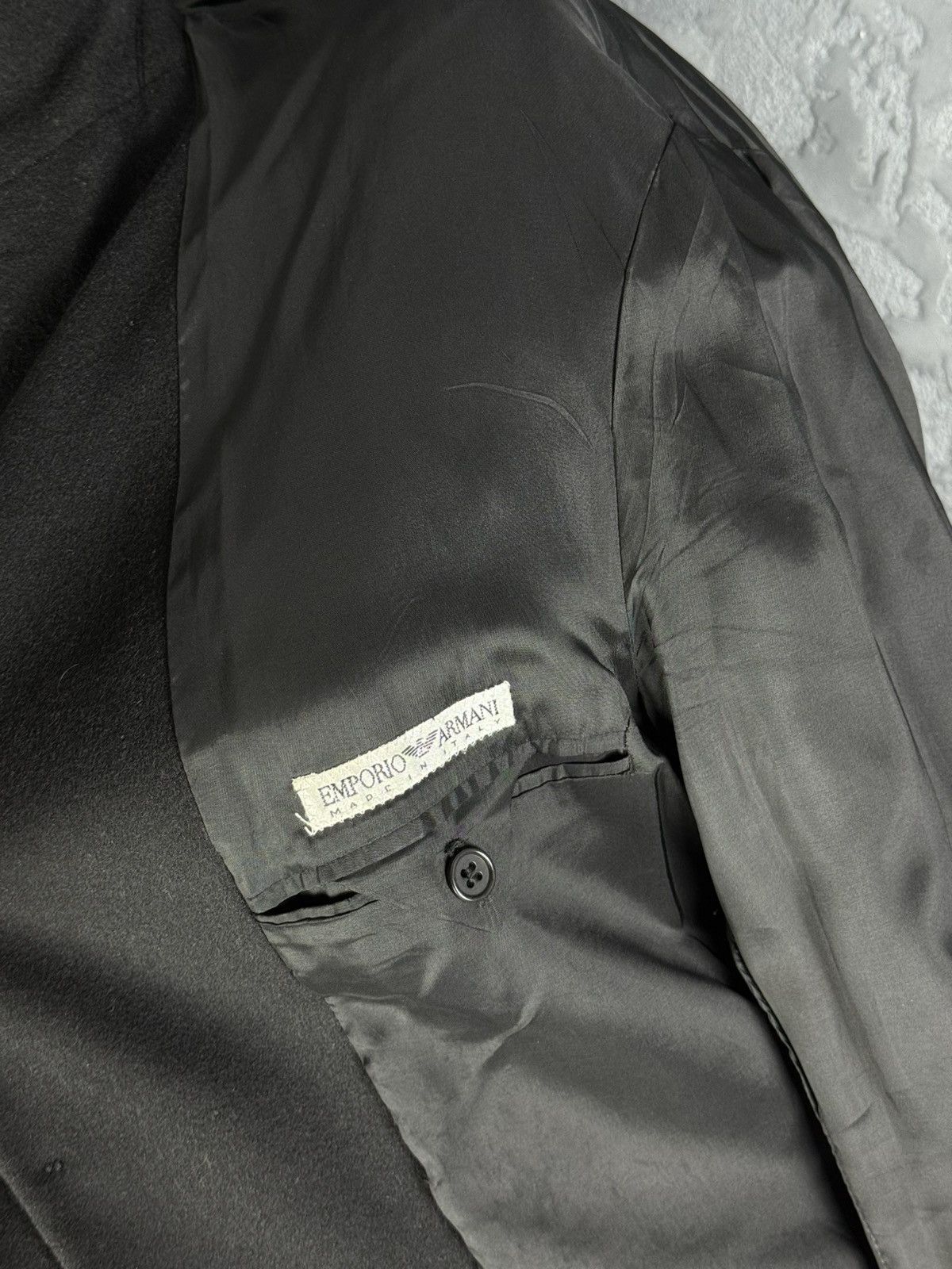 Emporio Armani 90s Vintage Mens EMPORIO ARMANI Black Coat Blazer Wool Italy Size US M / EU 48-50 / 2 - 13 Thumbnail