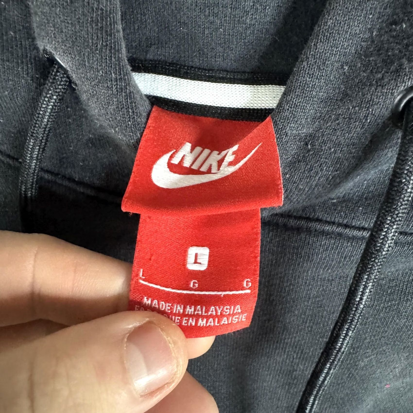 Nike Nike Air Hoodie Mens L Black Gray Pullover Fleece Sweatshirt Logo Front Size US L / EU 52-54 / 3 - 7 Thumbnail
