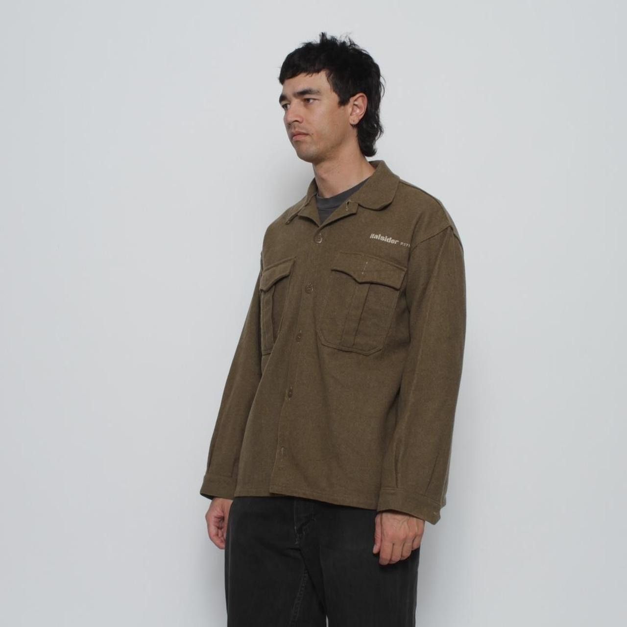 Vintage GREEN HEAVY WOOL BUTTONUP SHIRT WITH ITALSIDER GRAPHIC Size US XL / EU 56 / 4 - 2 Thumbnail