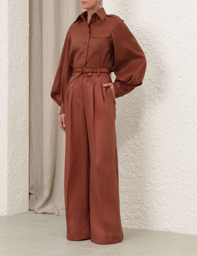 Zimmermann oc11z0226 Illuminate Utility Shirt In Rust Size XS / US 0-2 / IT 36-38 - 3 Thumbnail