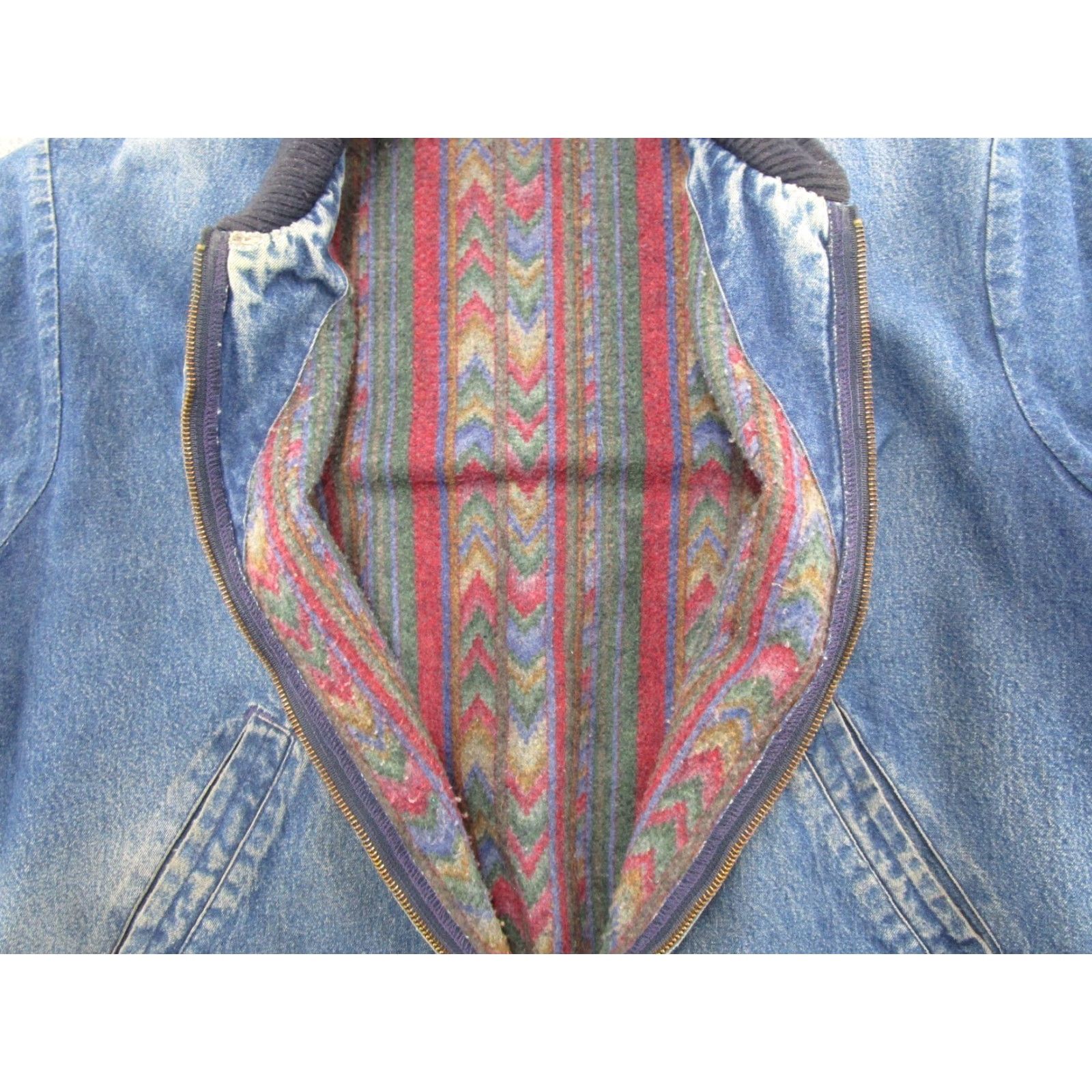 Vintage VINTAGE OshKosh B'gosh Jacket Mens L Denim Blue Blanket Lined 90s Workwear Bomber Jacket Solid Blue Lined Cotton Denim - Mens Regular Size L Jacket Size US L / EU 52-54 / 3 - 4 Thumbnail