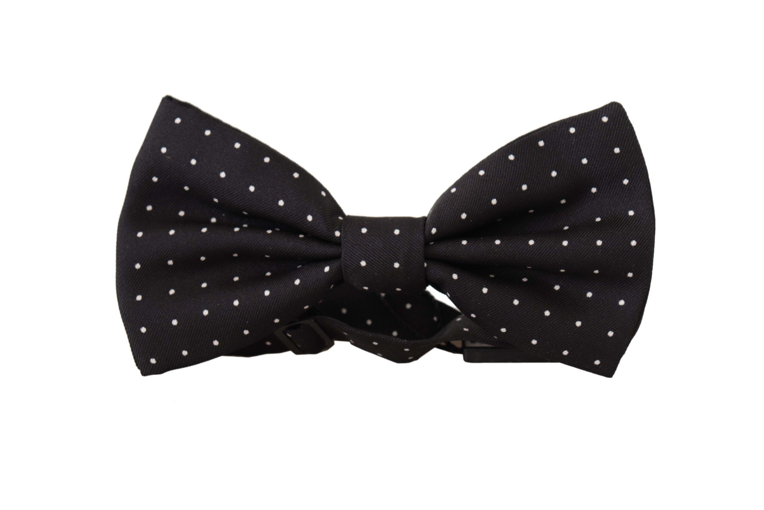Dolce & Gabbana Elegant Black Polka Dot Silk Bow Men's Tie Size ONE SIZE - 1 Thumbnail