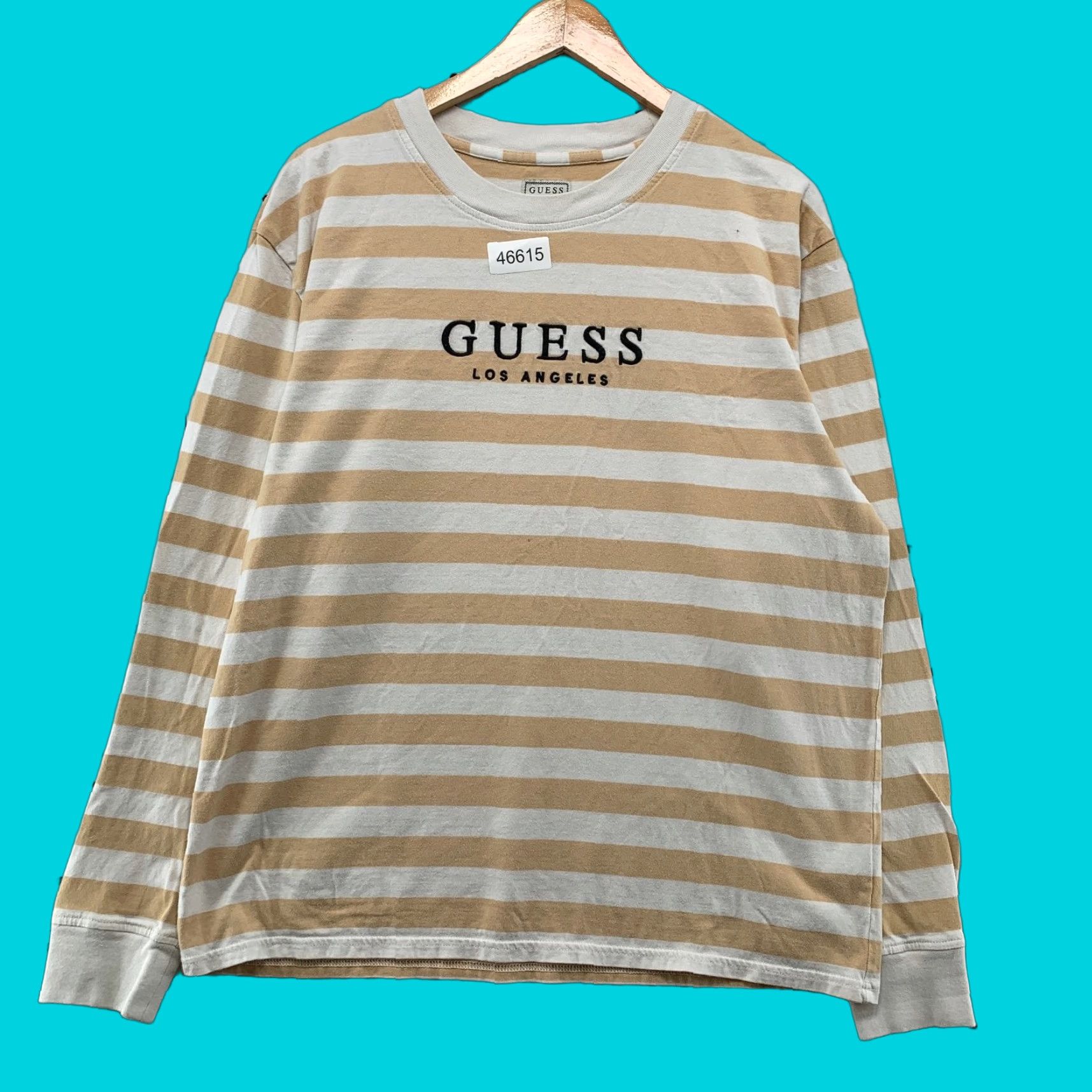 Guess VINTAGE GUESS Shirt Mens Large Beige Los Angeles Striped Long Sleeve Size US L / EU 52-54 / 3 - 1 Thumbnail