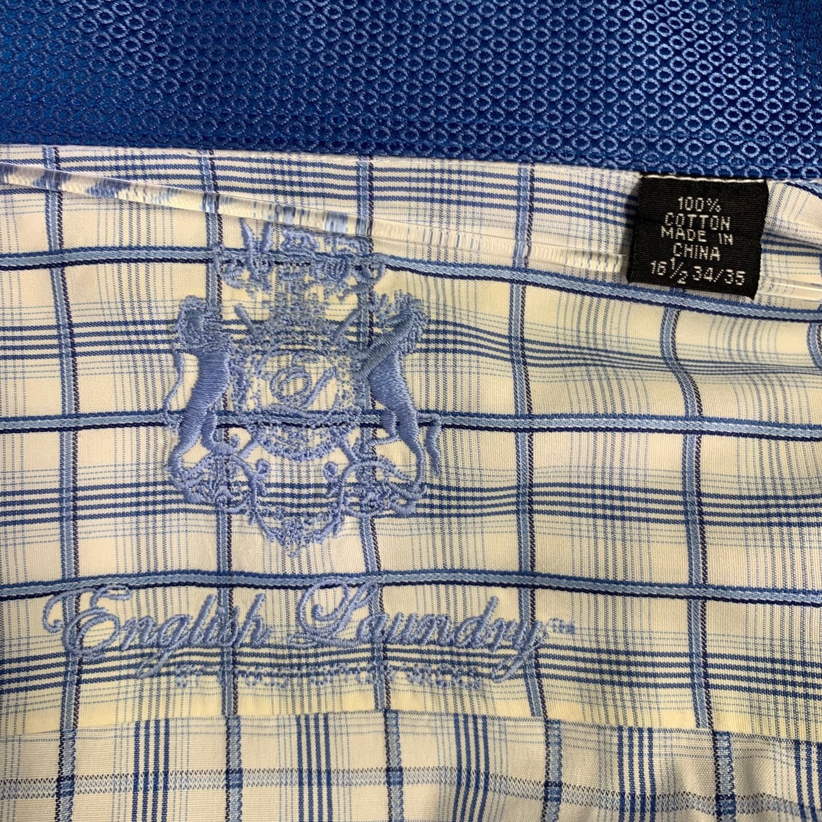 English Laundry Size XL White Light Blue Plaid Cotton Long Sleeve Shirt Size US XL / EU 56 / 4 - 4 Thumbnail