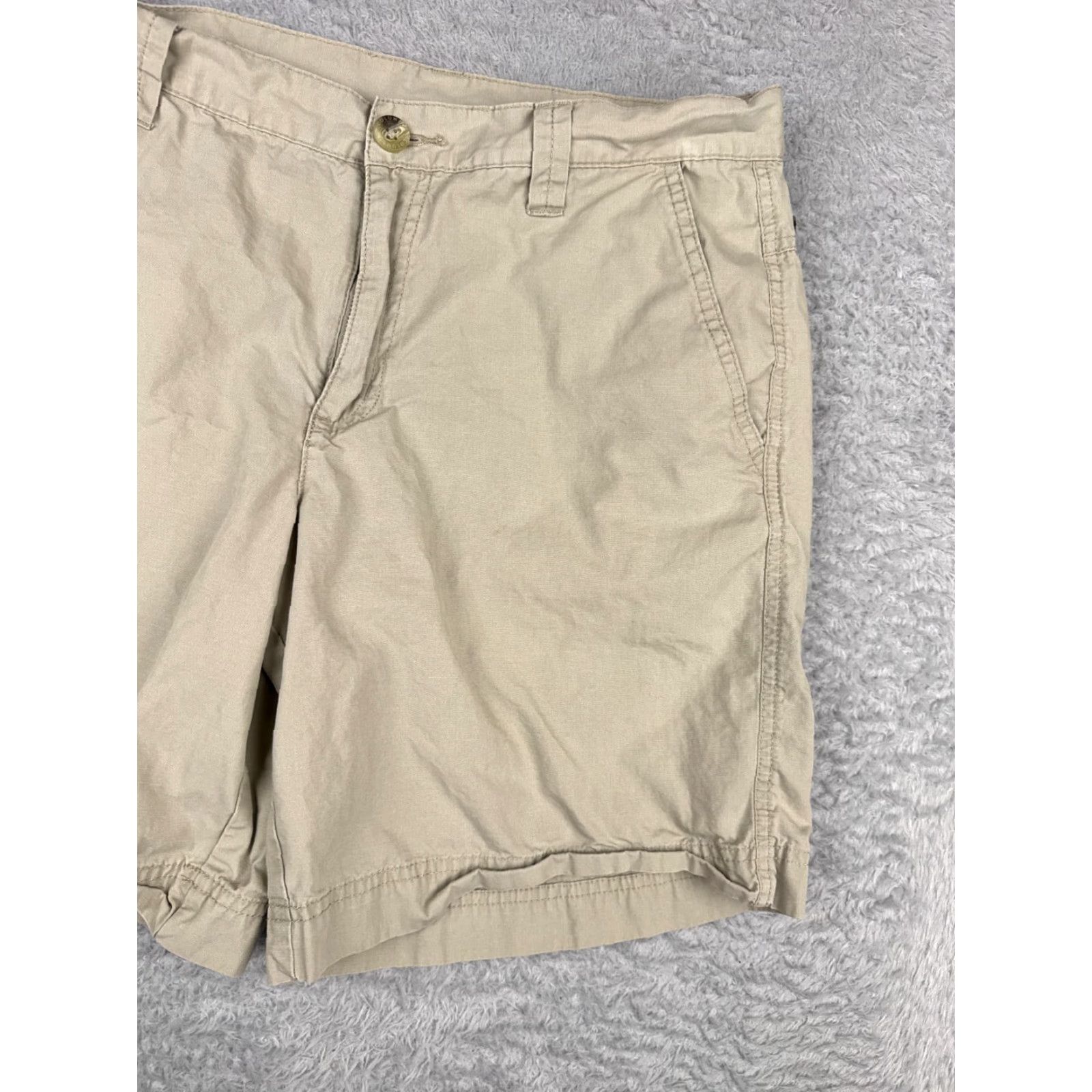 Vintage Columbia Men’s Cargo Shorts Beige 34x8 100% Cotton Chino Flat Front 8 Inseam Regular Rise Zip Pocket Logo Casual Summer Spring Fall Winter Vintage: No Size US 34 / EU 50 - 3 Thumbnail