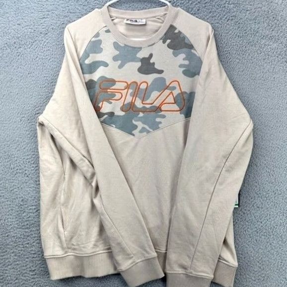 Fila FILA Reza Sweatshirt Mens Large Tan Graphic Woodland Camo Crew Neck Pullover Sweater NEW Size US L / EU 52-54 / 3 - 4 Thumbnail