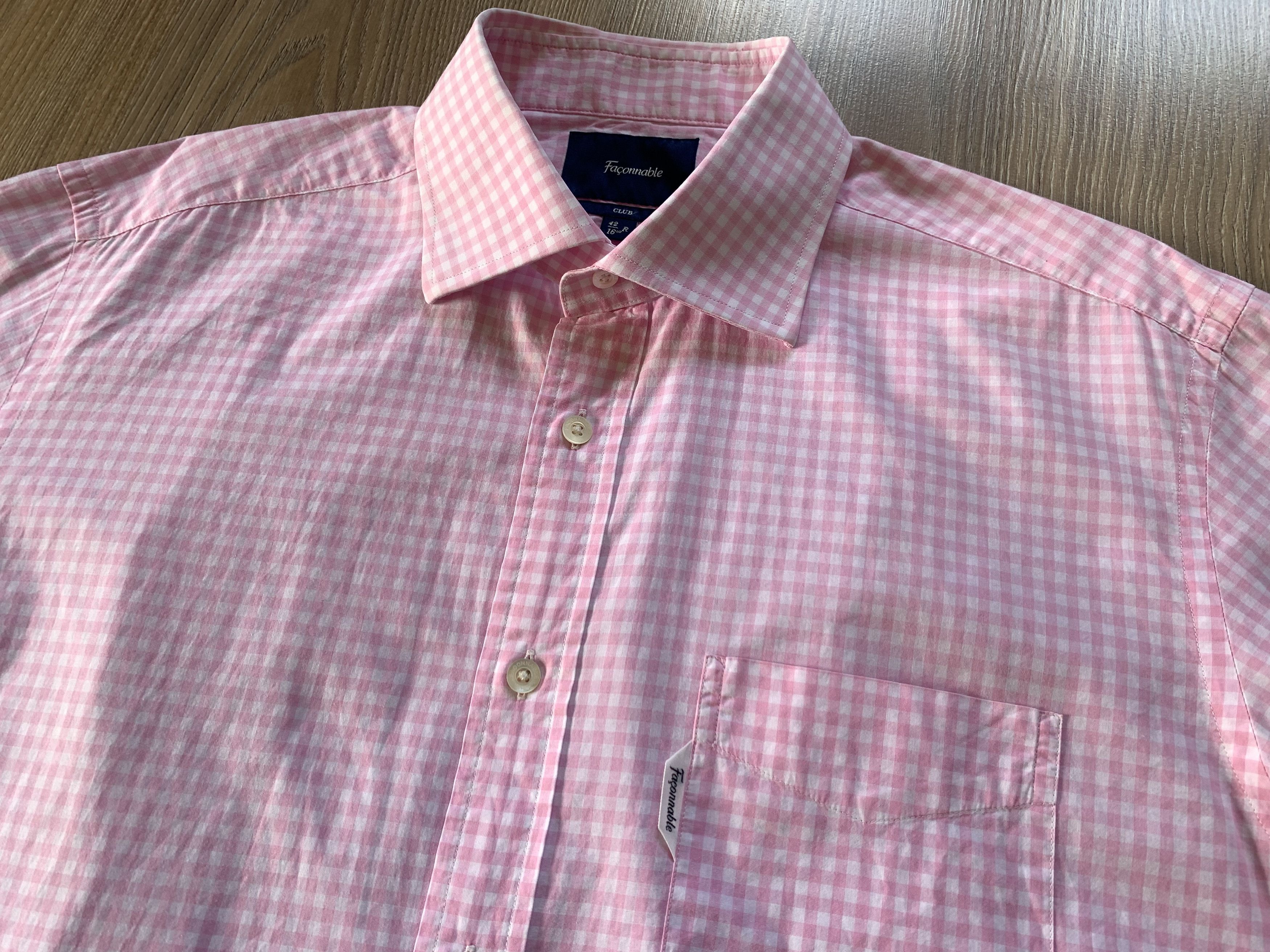 Faconnable Faconnable Club Mens Pink Plaid Long Sleeve Shirt Size US M / EU 48-50 / 2 - 5 Thumbnail