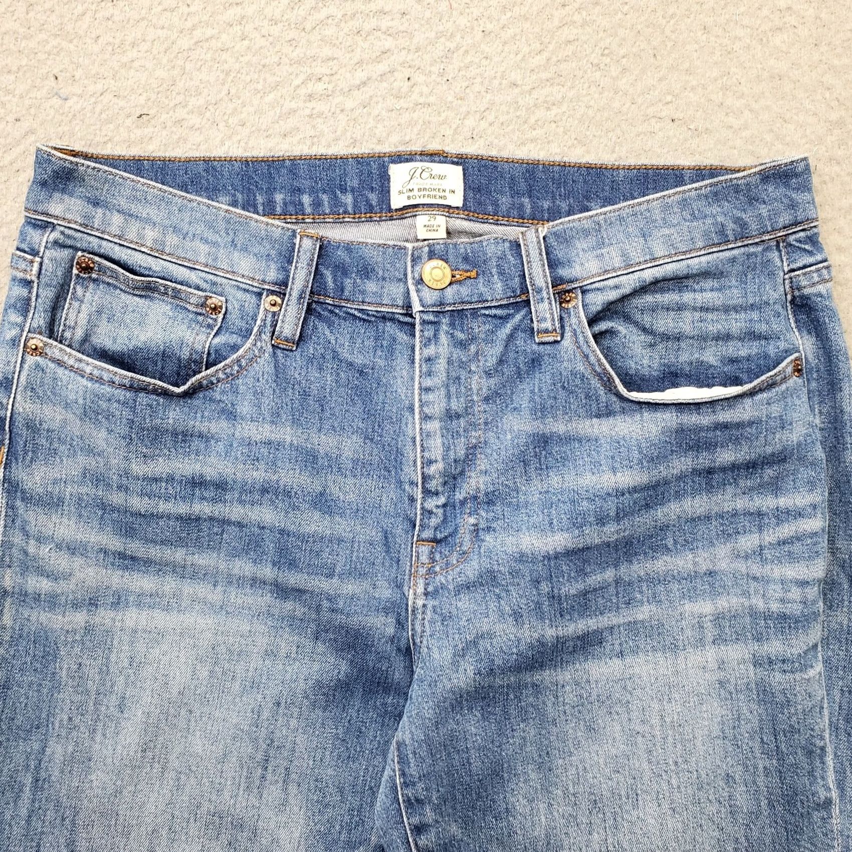 J.Crew J.Crew Boyfriend Jeans Womens 29 Blue Denim Slim Fit Medium Wash Straight Leg Size 29" - 7 Thumbnail