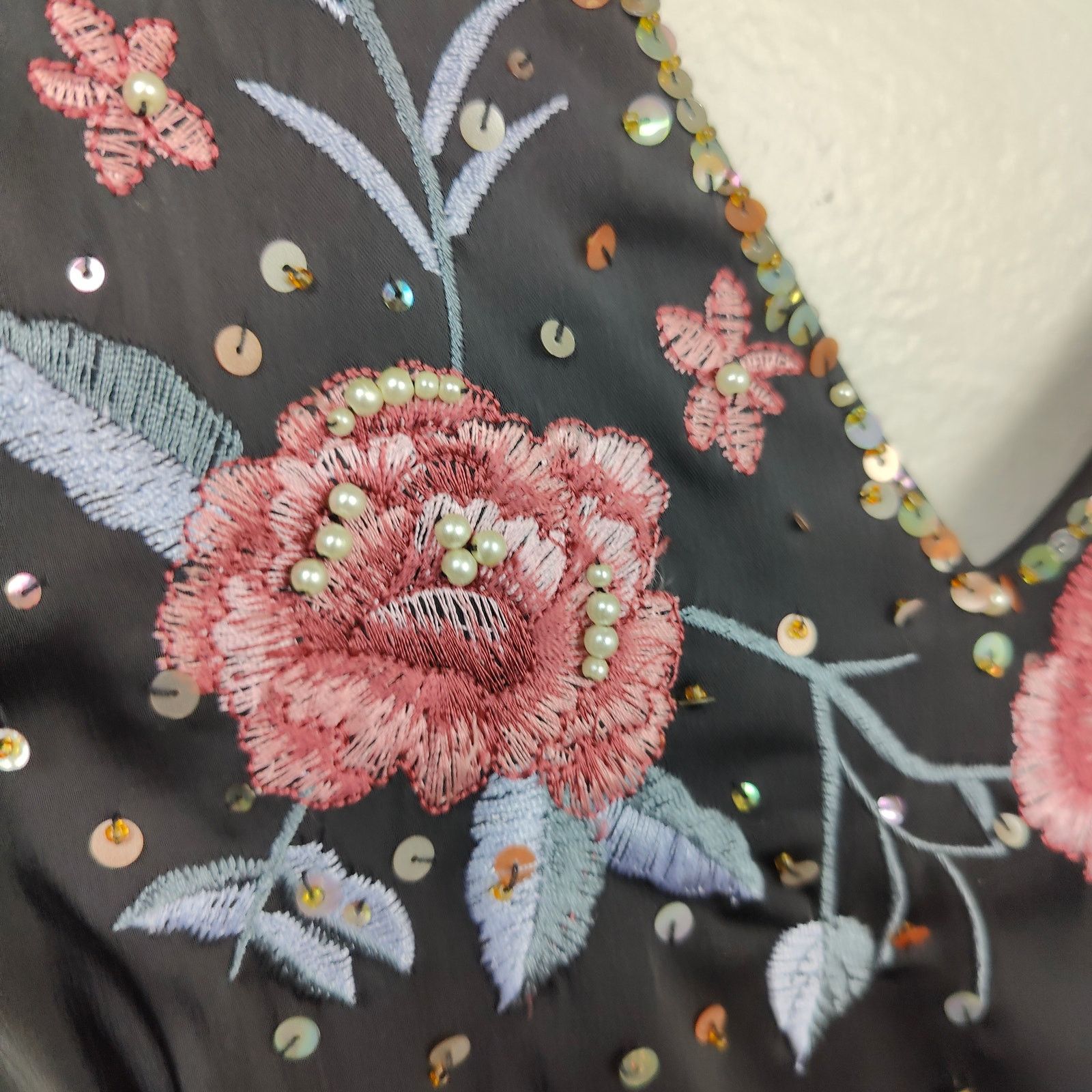 Other Vintage Spenser Jeremy Fairy Dress 6 Black Sheath Floral Size M / US 6-8 / IT 42-44 - 3 Thumbnail