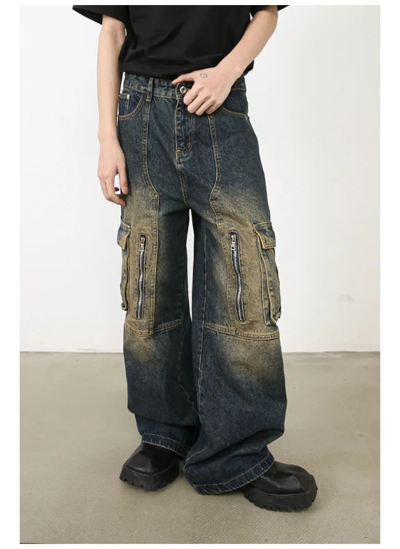 Japanese Brand × Vintage Baggy Washed Multi-Pocket Zipper Cargo Jeans Size US 30 / EU 46 - 2 Thumbnail