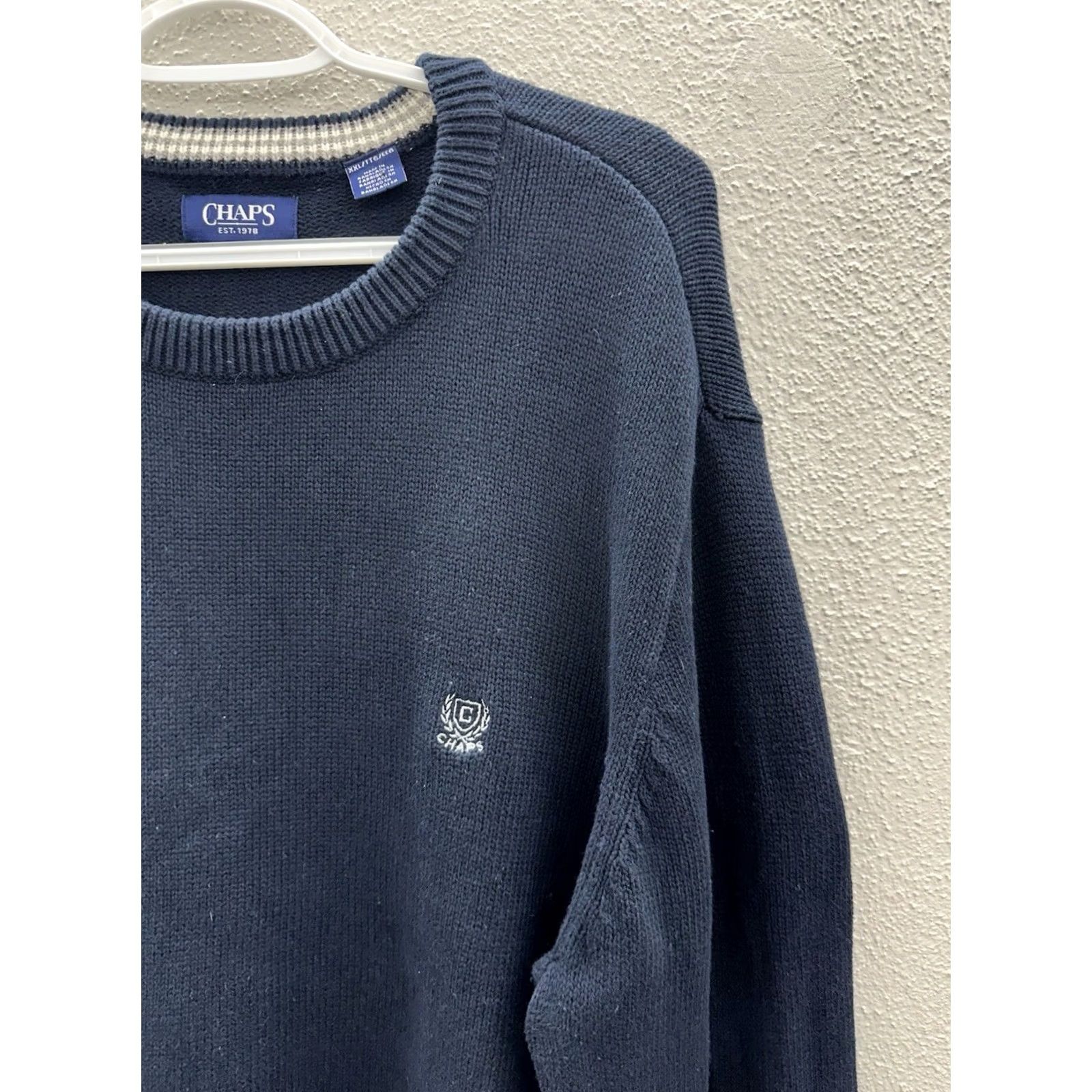 Chaps Chaps Sweater XXL Navy Blue Knit Long Sleeve Pullover Mens Shirt Category Pullover Casual 90s Classic Men’s Knitwear Size US XXL / EU 58 / 5 - 2 Thumbnail
