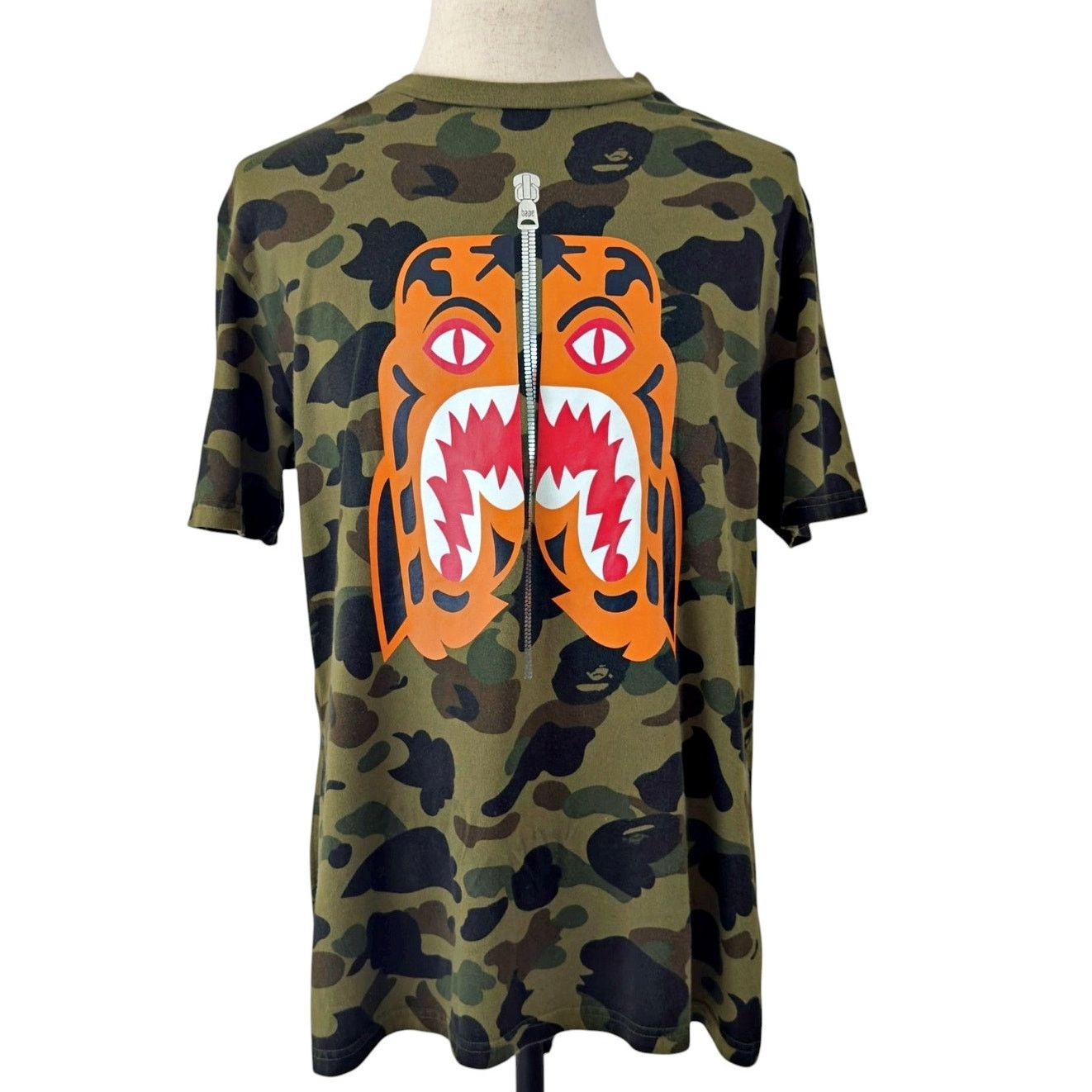 Bape A Bathing Ape BAPE 1st Camo Green Shark Funthera Teeth Shirt Size ONE SIZE - 2 Thumbnail