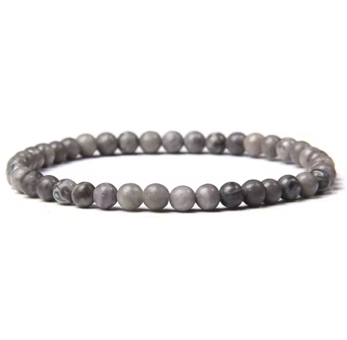 Jewelry Grey 4MM Reiki Natural Stone Beads Bracelet Size ONE SIZE - 3 Thumbnail