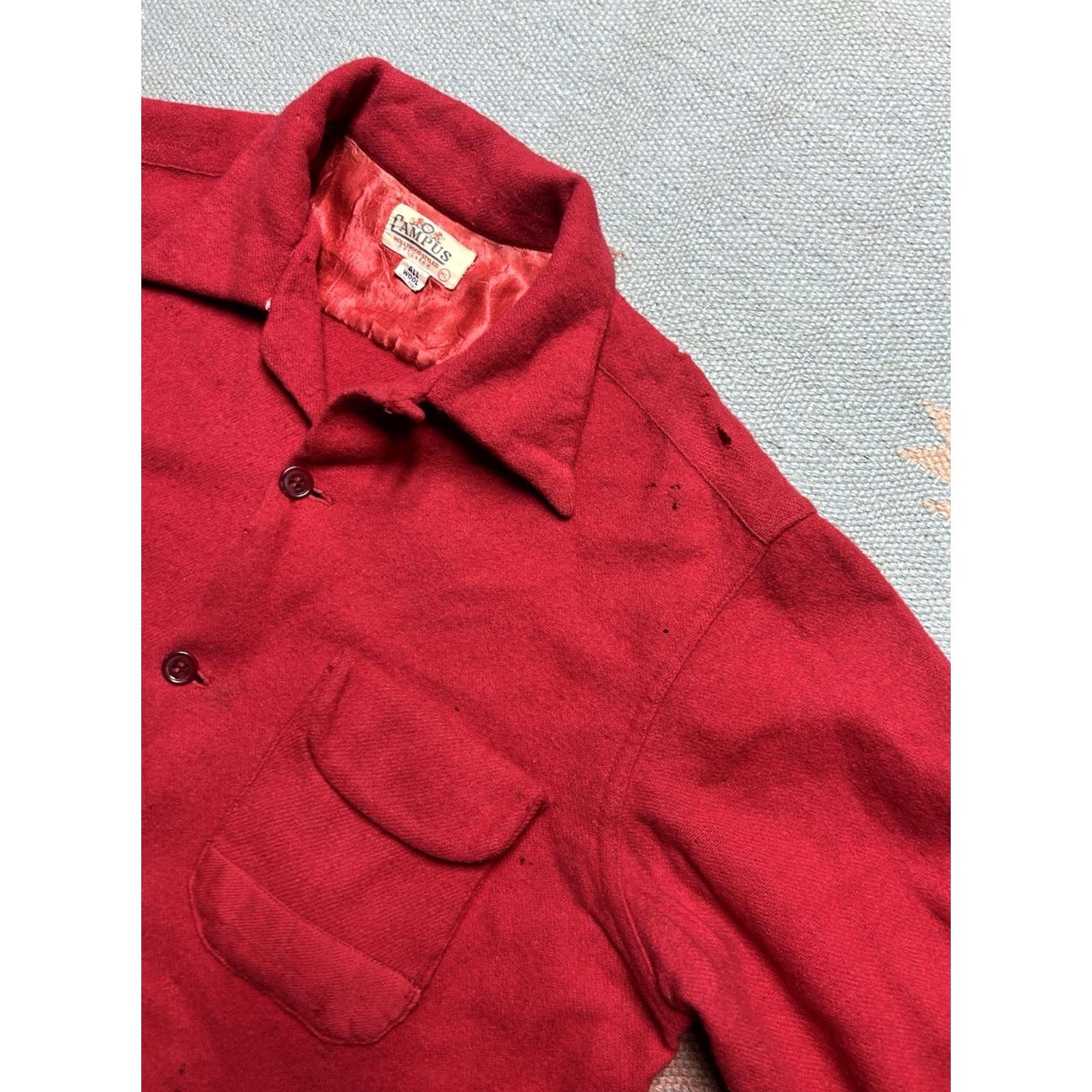 Vintage VINTAGE Campus Shirt Long Sleeve M/L 1950s Wool Loop Collar Hollywood Distressed Mens Size US M / EU 48-50 / 2 - 7 Thumbnail