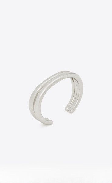 Saint Laurent Paris oc11z1225 Size: L / Wavy Cuff in Metal Bracelet in Silver Size ONE SIZE - 1 Thumbnail