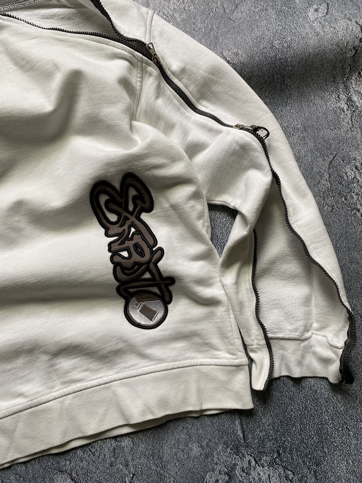 20471120 × Japanese Brand Strito Distorded Logo Diagonal Full Zip Hoodie Jnco Vibe Size US M / EU 48-50 / 2 - 3 Thumbnail