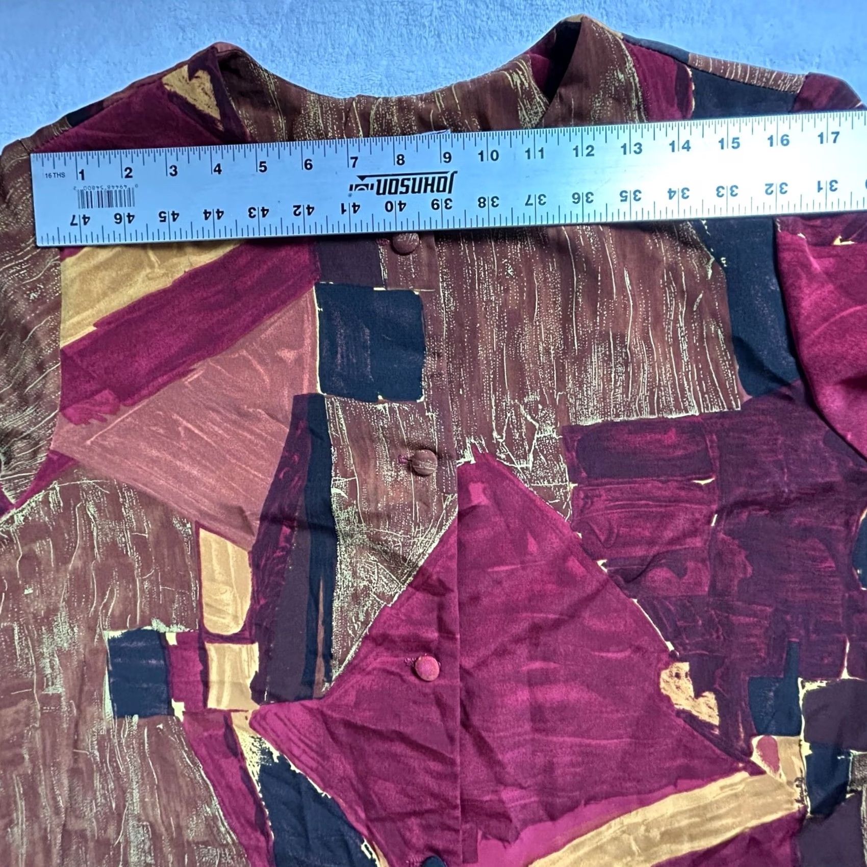 Vintage Marilyn B Womens Lightweight Jacket 1X Abstract Print Button-Front Red Brown Size XL / US 12-14 / IT 48-50 - 6 Thumbnail