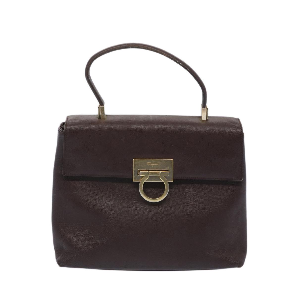 Salvatore Ferragamo Gancini Brown Leather Handbag (Pre-Owned) Size ONE SIZE - 1 Thumbnail