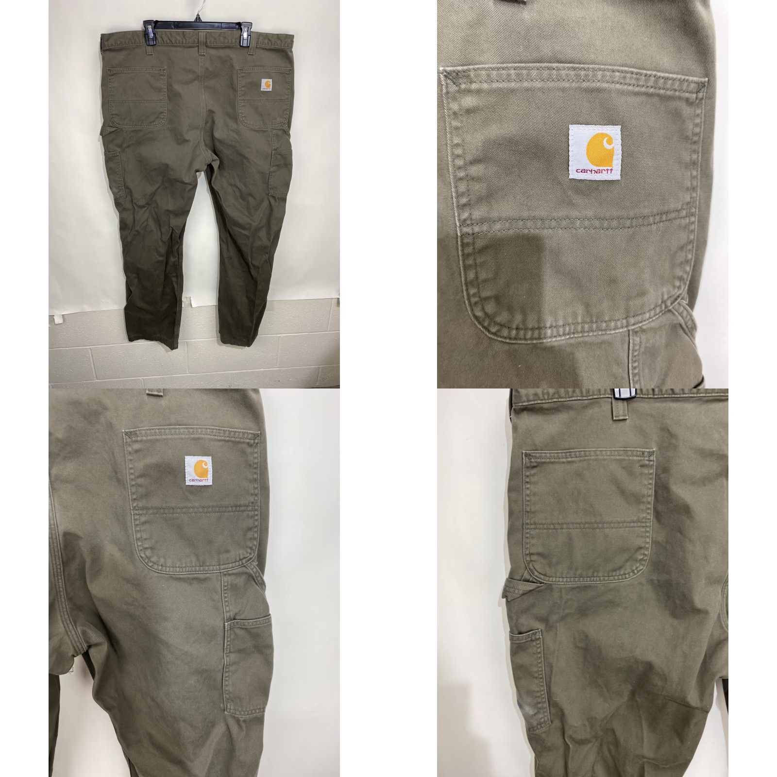 Carhartt Carhartt Men’s Relaxed Fit Washed Canvas Work Pants Carpenter 44 x 32 Greenish Brown Solid 5-Pocket Zip Button Mens Regular Pants Size US 44 / EU 60 - 8 Thumbnail