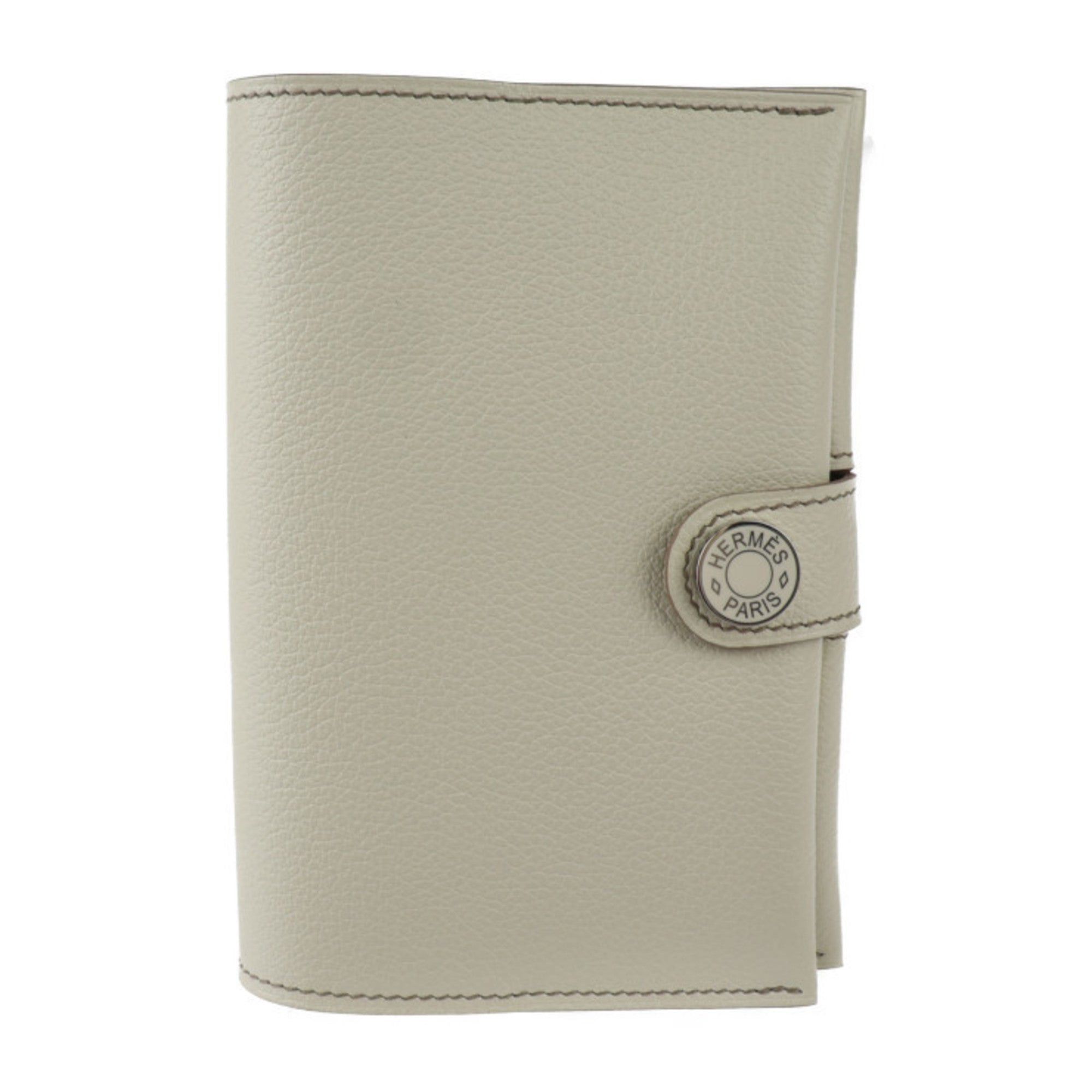 image of Hermes R.m.s Passport Case Evercolor Beton Silver Hardware Cover B Engraved, Women's