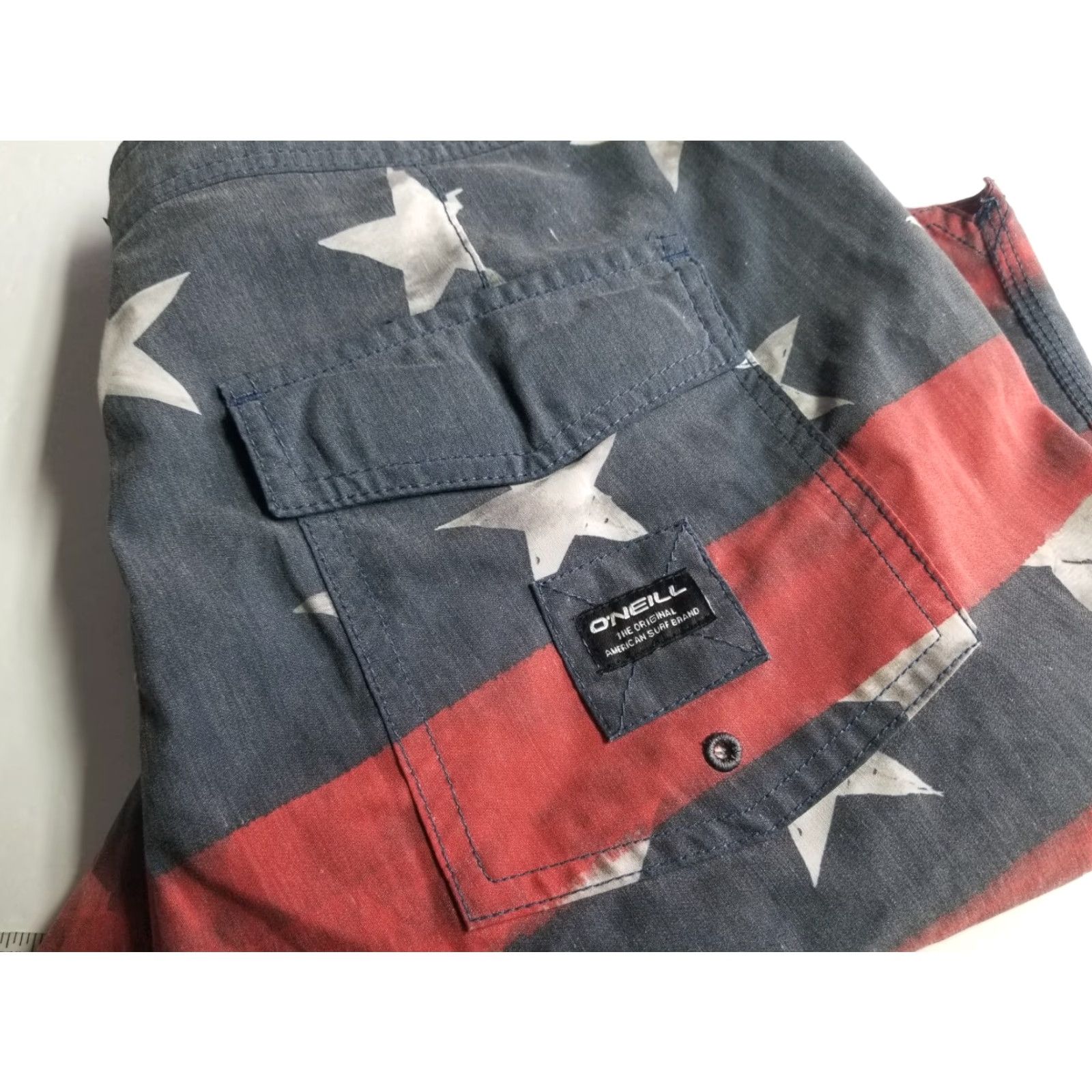 O'Neill O'Neill Board Shorts Surf Swim Bottom Mens Size 33 Multicolor Flag Theme Surfing American Flag Men ShortNonetheless Size US 33 - 7 Thumbnail