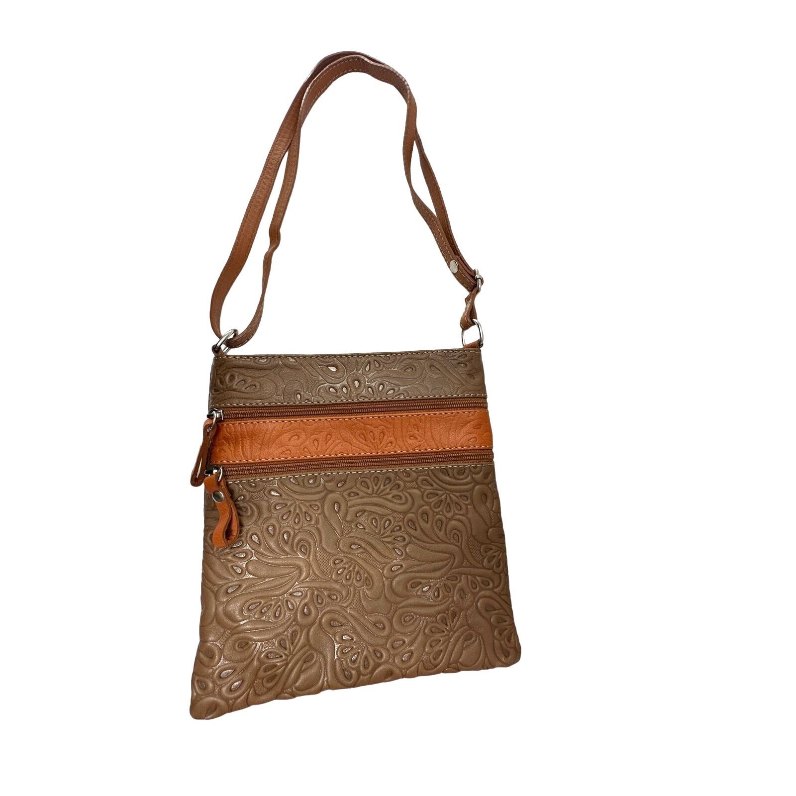Branded Leather Made in Italy Genuine Leather Crossbody Purse w/ 5 Pockets Size ONE SIZE - 1 Thumbnail