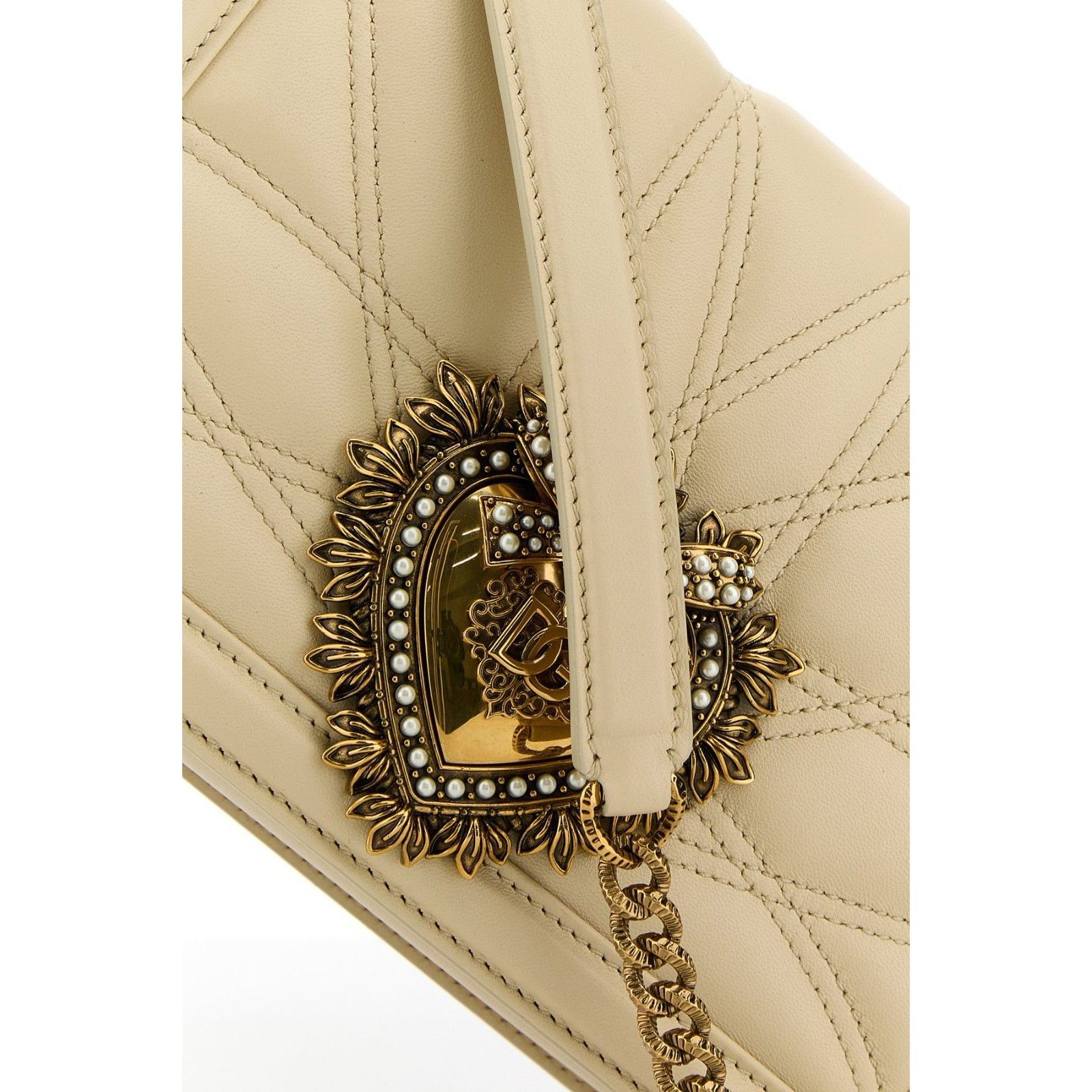 Dolce & Gabbana DOLCE&GABBANA Devotion Medium Beige Quilted Leather Shoulder Size ONE SIZE - 4 Thumbnail