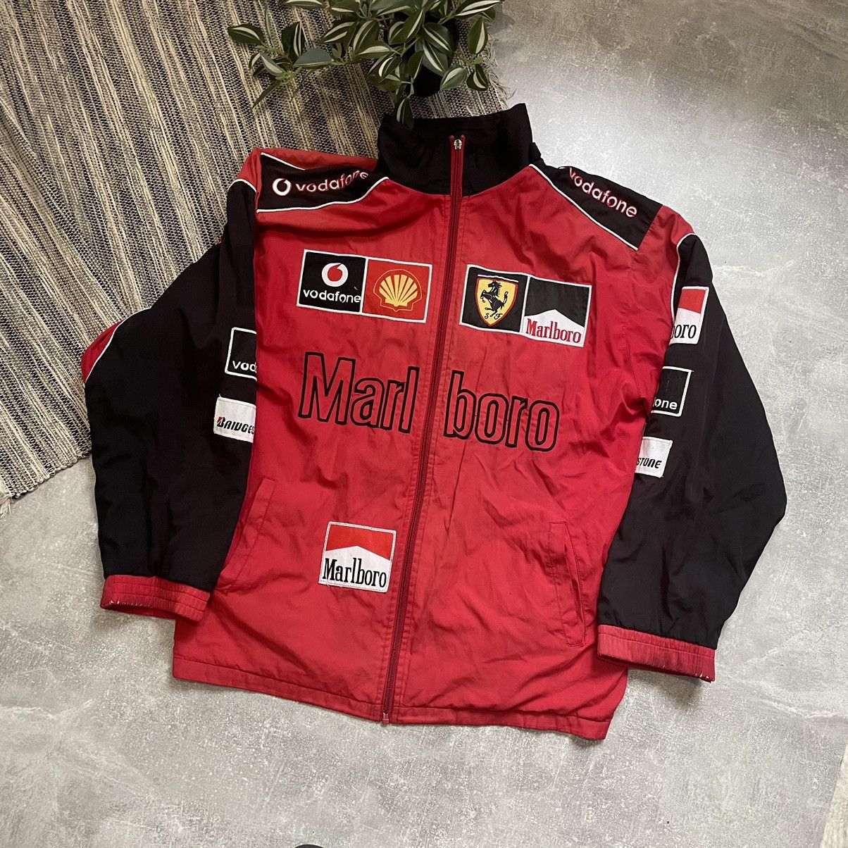 Marlboro Marlboro jacket Y2k distres bomber 90s Ferrari nascar racing ...