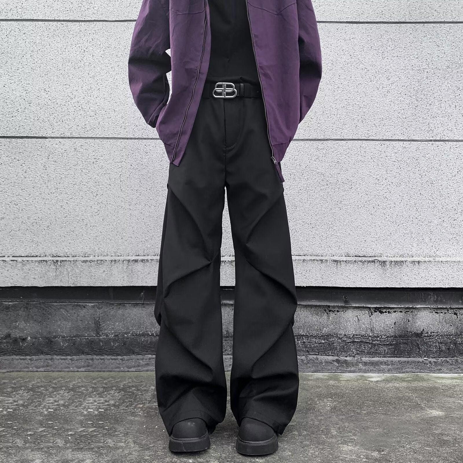 Japanese Brand Black Wide Leg Cargo Pants, Baggy Streetwear Trousers Size US 32 / EU 48 - 3 Thumbnail