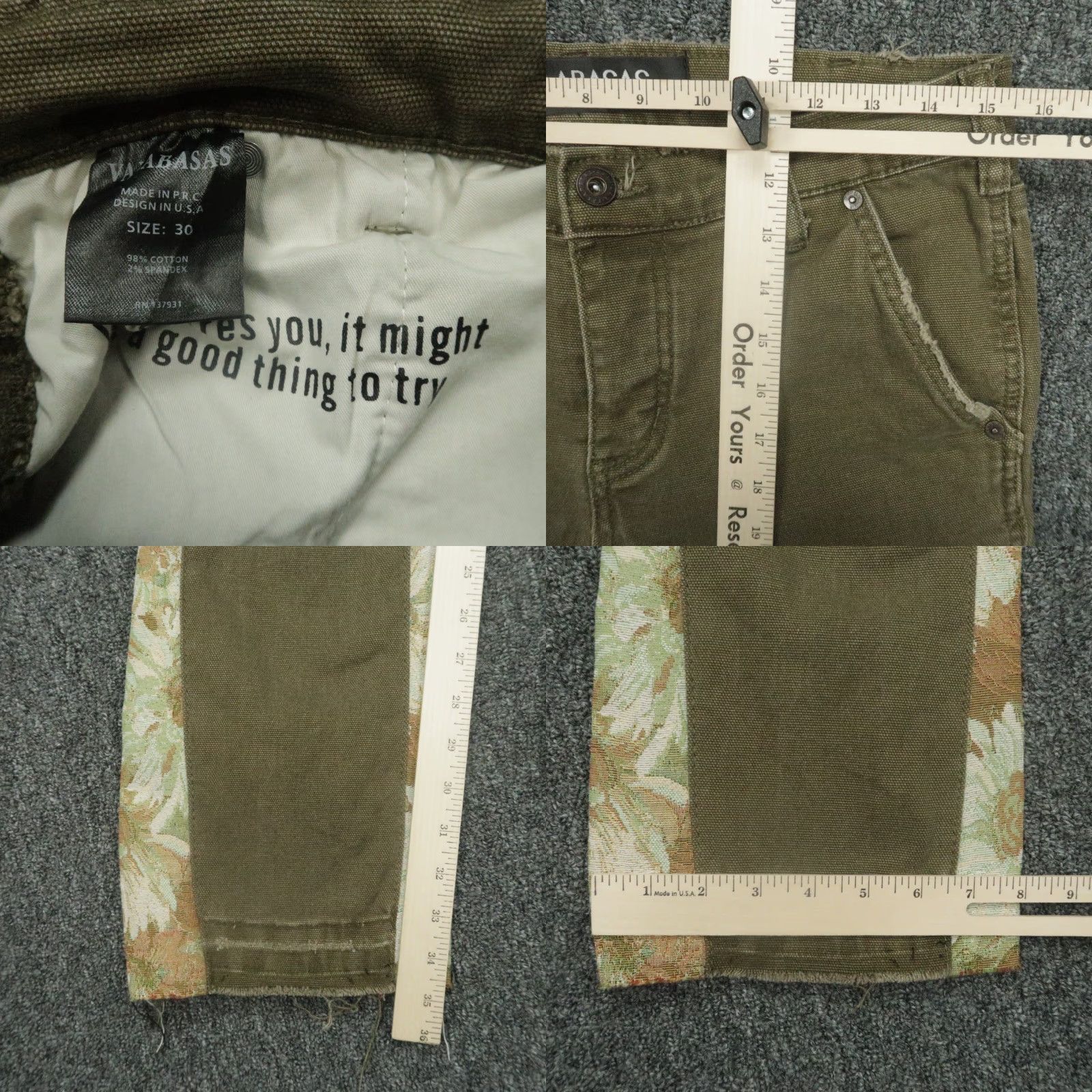 Vintage Valabasas Jeans Mens 30x35 Green Alpha Stacked Flare Distressed 5 Pocket Size US 30 / EU 46 - 8 Thumbnail