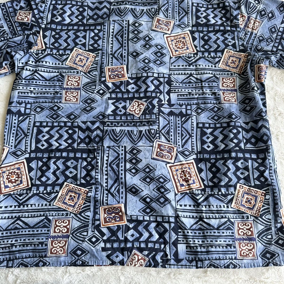 Other Vintage Loop Collar Hawaiian Shirt Mens XL Blue Tiki Aztec Size US XL / EU 56 / 4 - 7 Thumbnail
