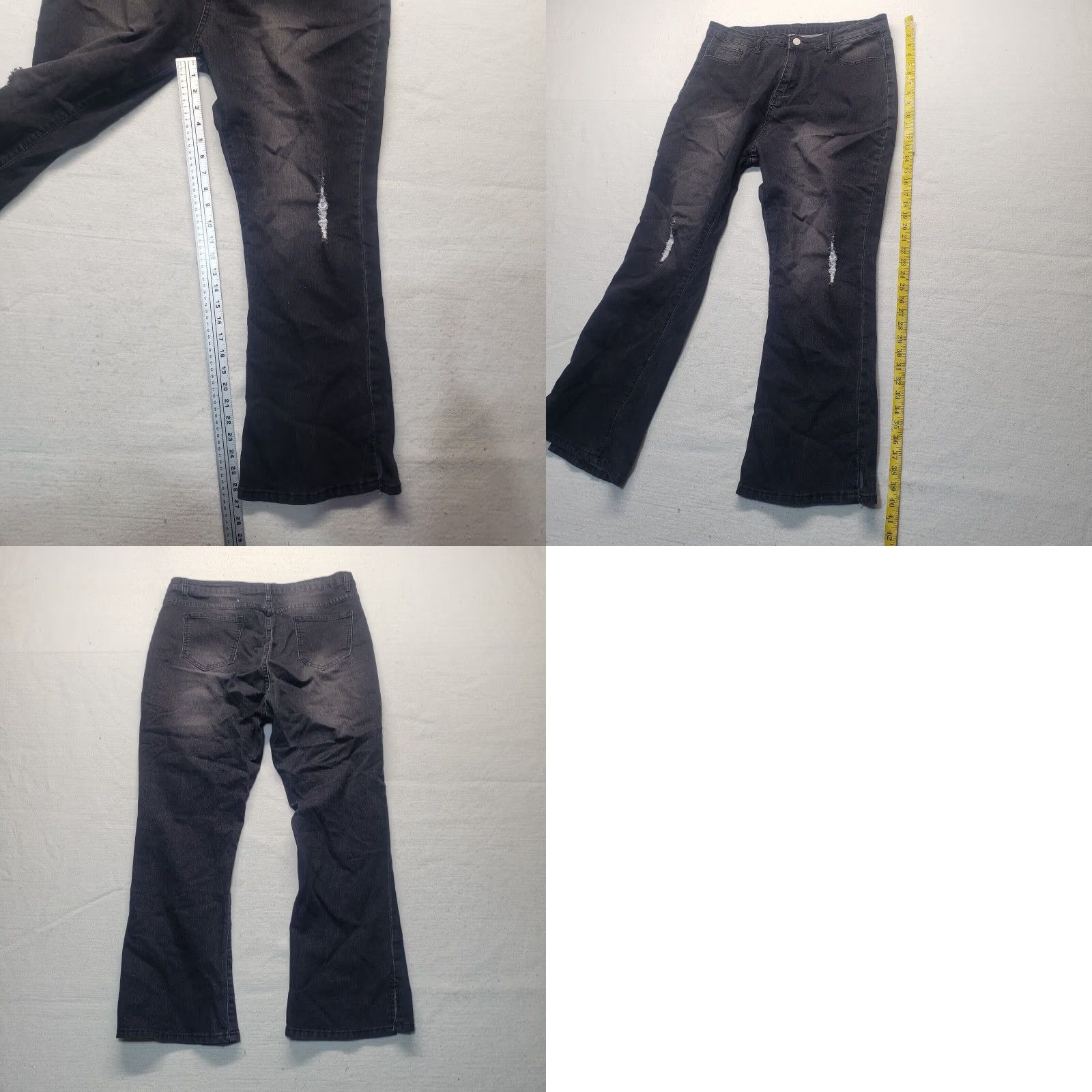 Denime Unbranded Denim Jeans Black Distressed/ Ripped Wide-Leg 3XL Women's Adult Pants Jeans Womens 3XL Black Distressed Wide-Leg Jeans Size 40" / US 18 - 8 Thumbnail