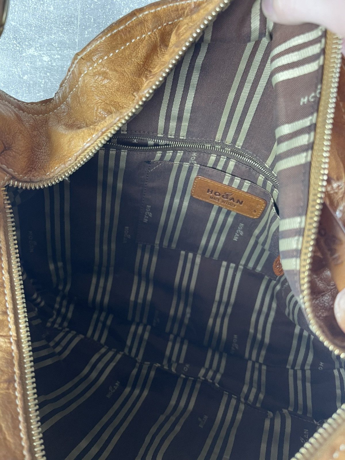 Hogan HOGAN Distressed Crinkled Leather Bag Slouchy Boho Vintage Size ONE SIZE - 10 Thumbnail