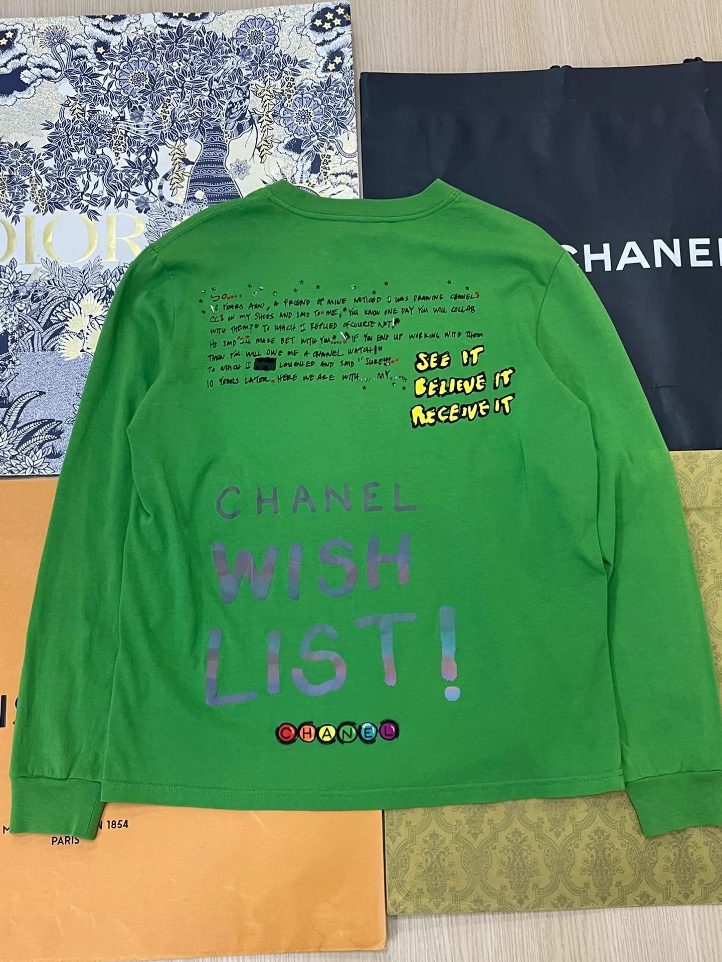 Chanel Chanel x Pharrell Beaded Green Long Sleeve T-Shirt S Size S / US 4 / IT 40 - 3 Thumbnail