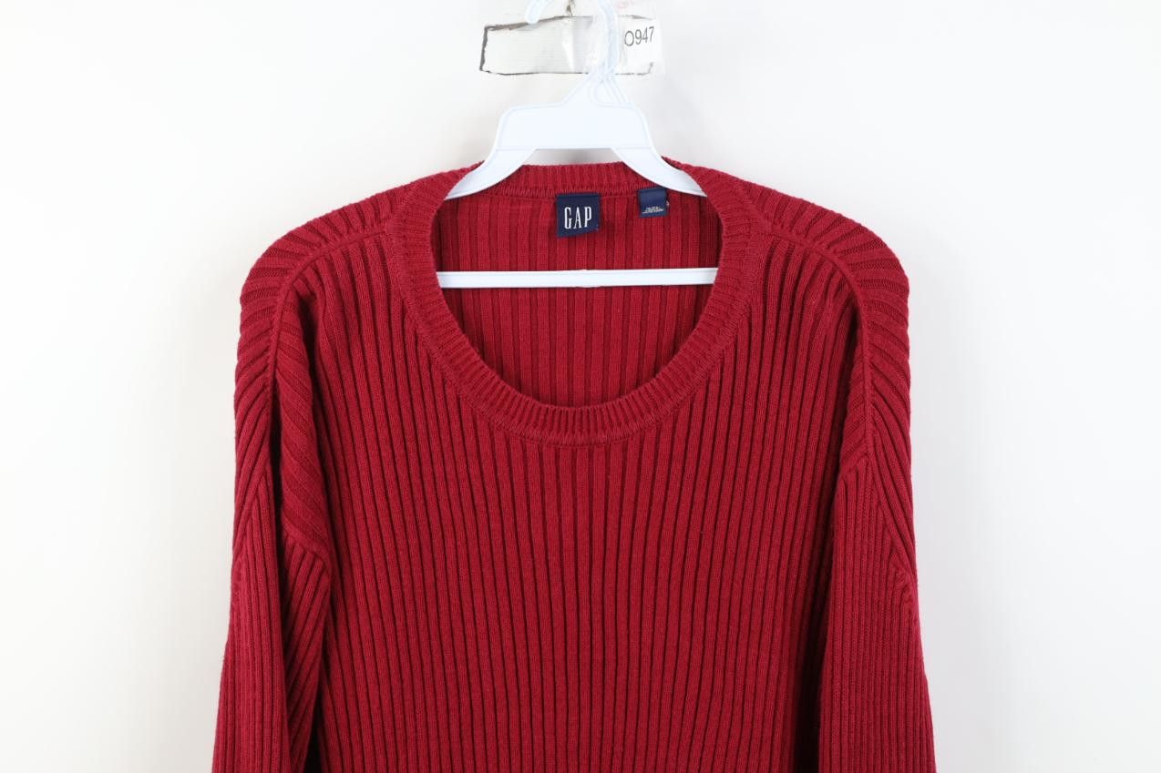 Gap Vintage 90s Gap Cotton Ribbed Knit Crewneck Sweater Red Size US XXL / EU 58 / 5 - 2 Thumbnail