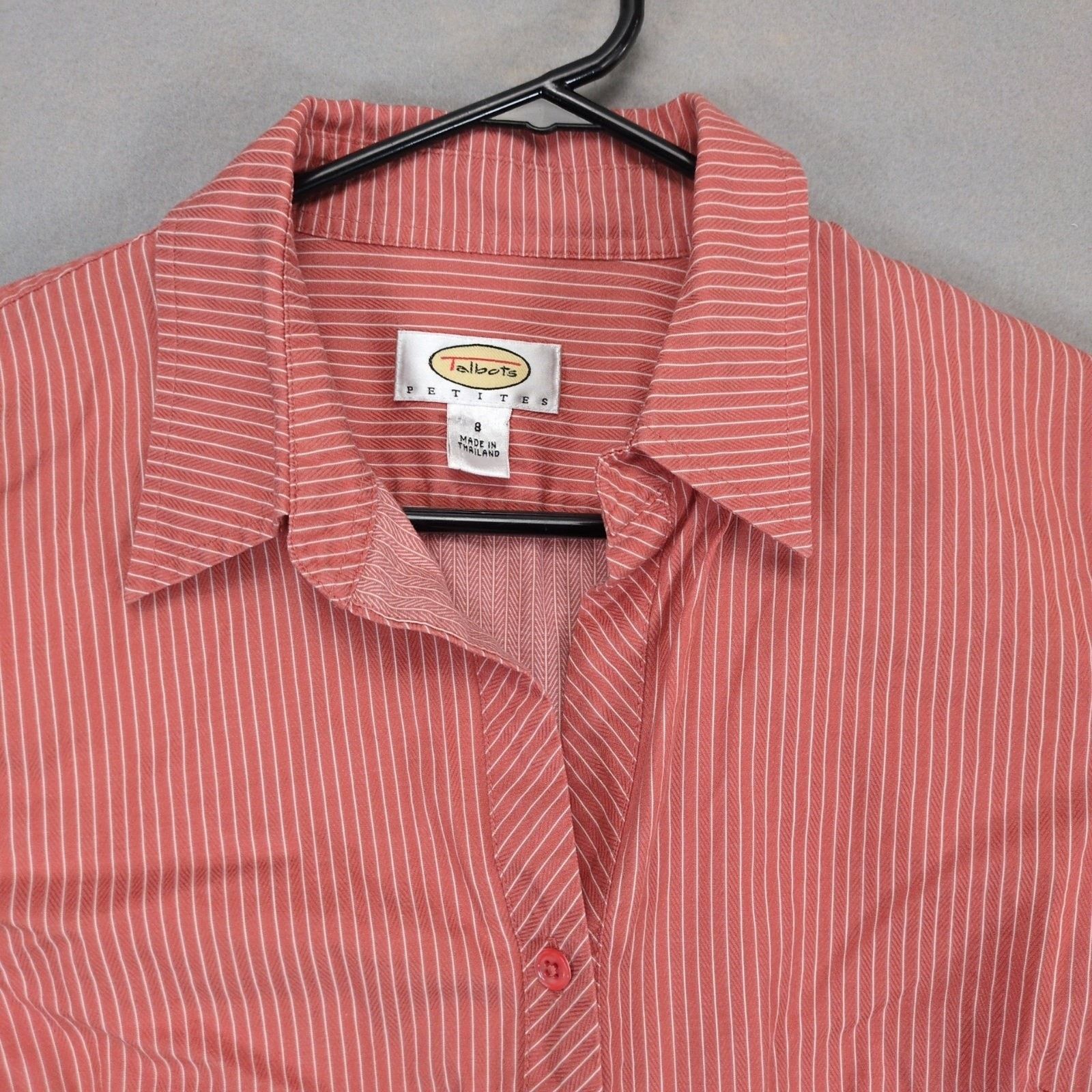 Other Talbots Women's 8 Petite Orange Striped Button Up Shirt Size M / US 6-8 / IT 42-44 - 4 Thumbnail
