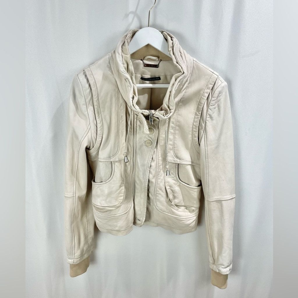 Other LINE the Label Cream Lamb Skin Leather Cropped Jacket Size M Size M / US 6-8 / IT 42-44 - 3 Thumbnail