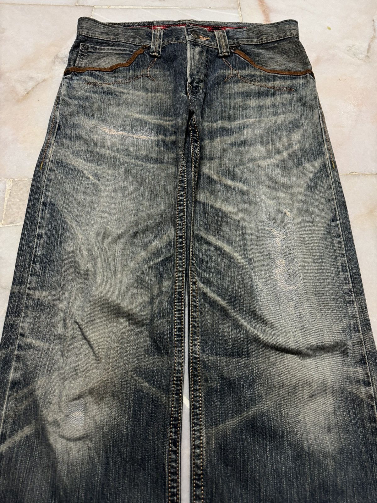 Edwin 💥BAGGY💥INSANE EDWIN EXCLUSIVE VINTAGE REPAIRED MUDWASH JEAN Size US 31 - 3 Thumbnail