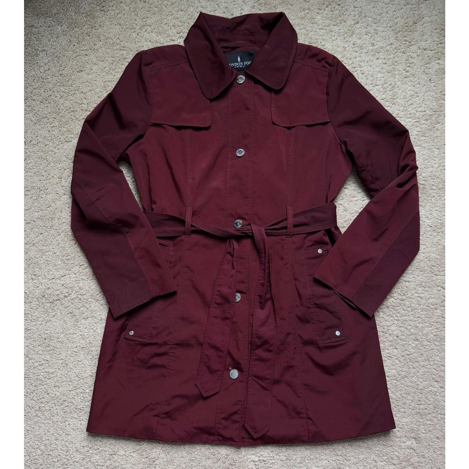 Other London Fog Belted Hooded Trench Coat Burgundy Med Size M / US 6-8 / IT 42-44 - 1 Thumbnail