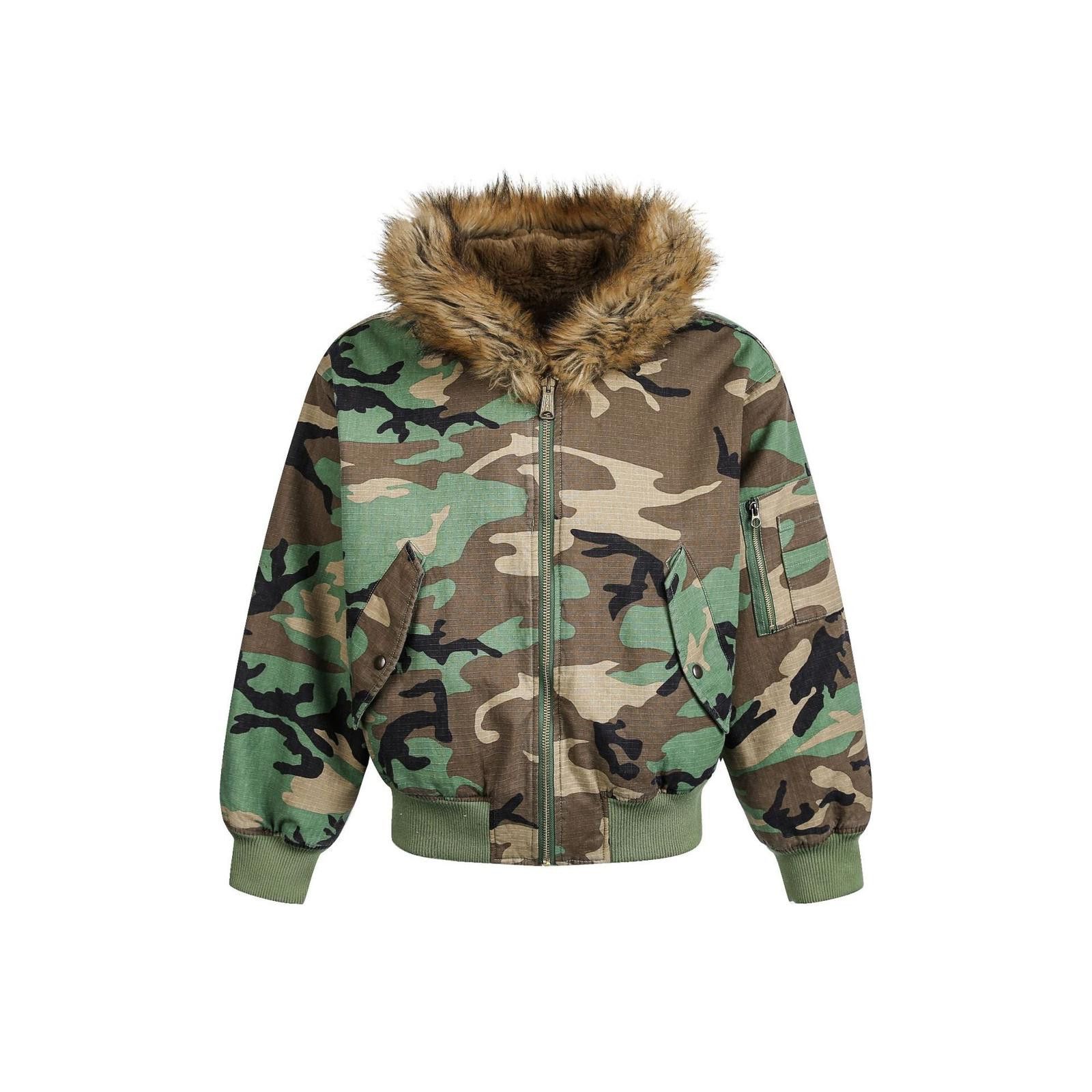 Japanese Brand Camouflage Fur Hooded Bomber Jacket, Military Style Size US M / EU 48-50 / 2 - 1 Thumbnail