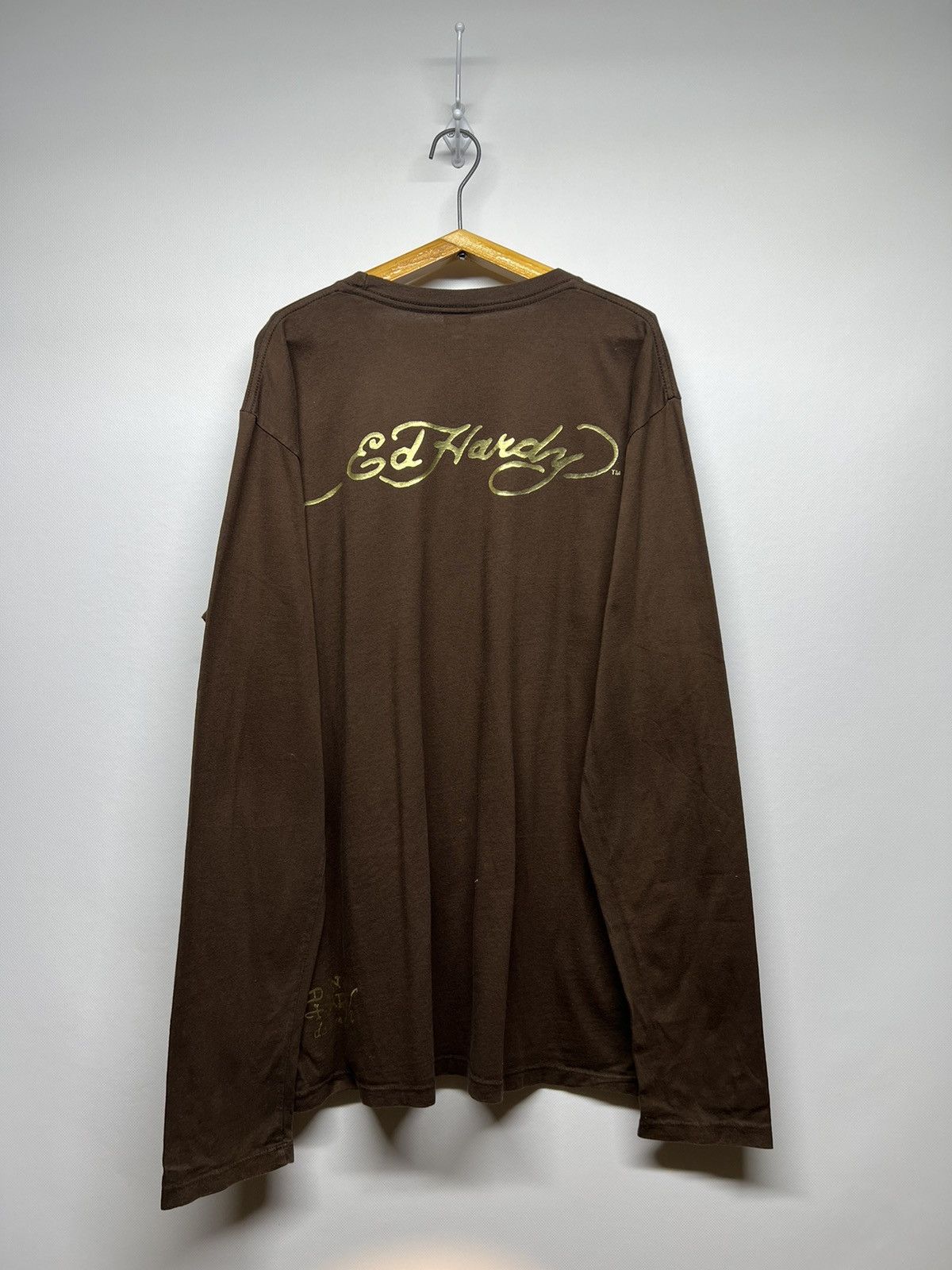 Ed Hardy Vintage Y2k Ed Hardy Brown 🤎 Skull☠️ Crazy Long Sleeve 00’s Size US L / EU 52-54 / 3 - 7 Thumbnail