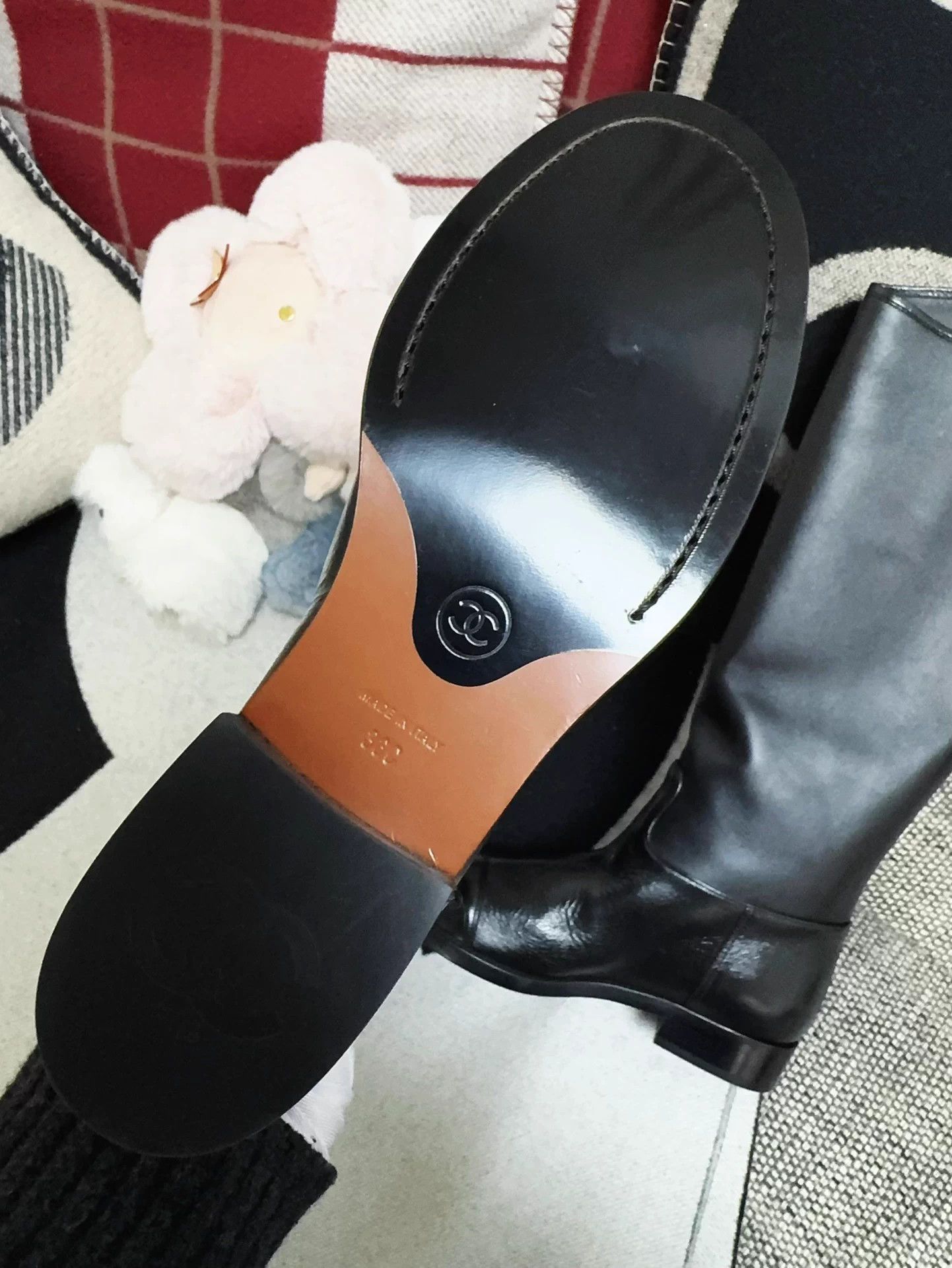 Chanel Chanel Black CC Embroidered Leather Riding Knee-high Boots Size US 5 / IT 35 - 6 Thumbnail