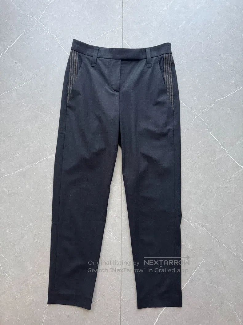 Brunello Cucinelli Brunello Cucinelli Dark gray casual pants with black silk Size 25" / US 0 / IT 36 - 1 Thumbnail